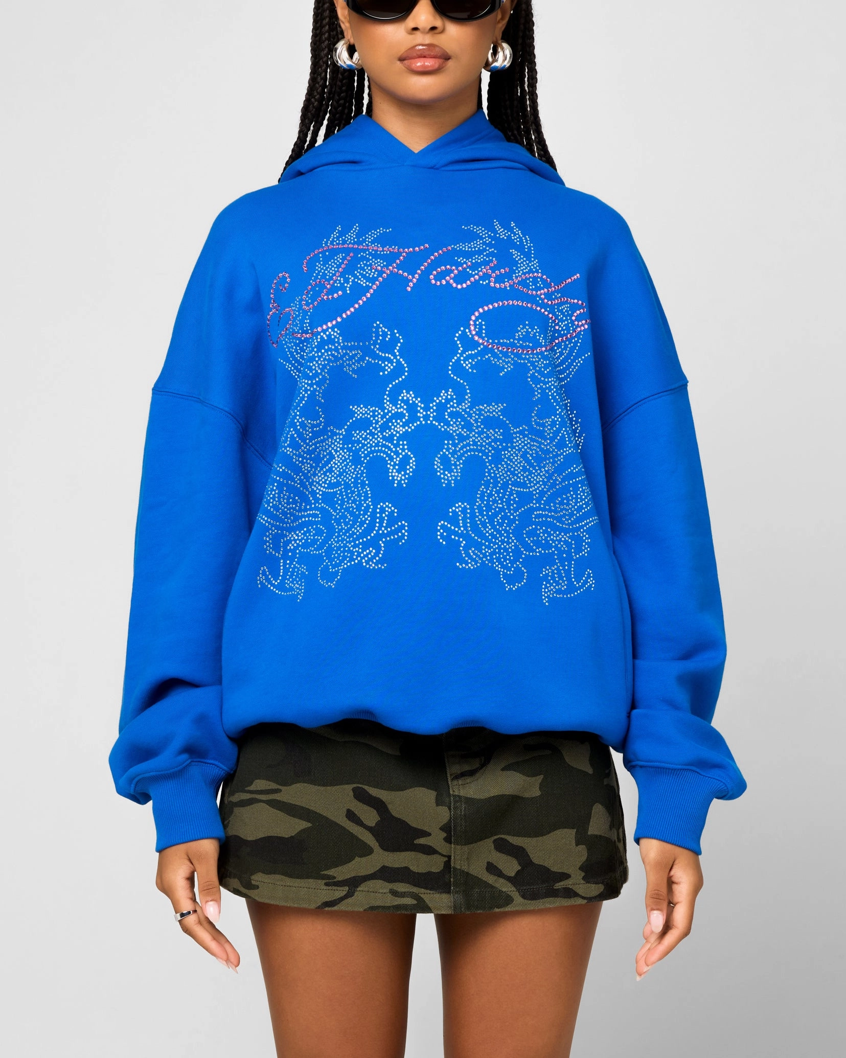 age - appropriate Ed Hardy Rhinestone Dragon Hoodie Blue