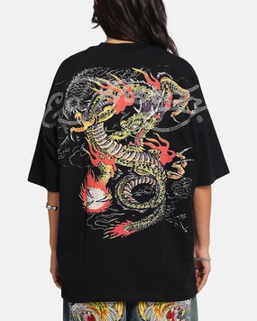 Ed Hardy Rhinestone Dragon Vintage T-Shirt Vintage Wash Essential layering piece Wrinkle Resistant Cloth