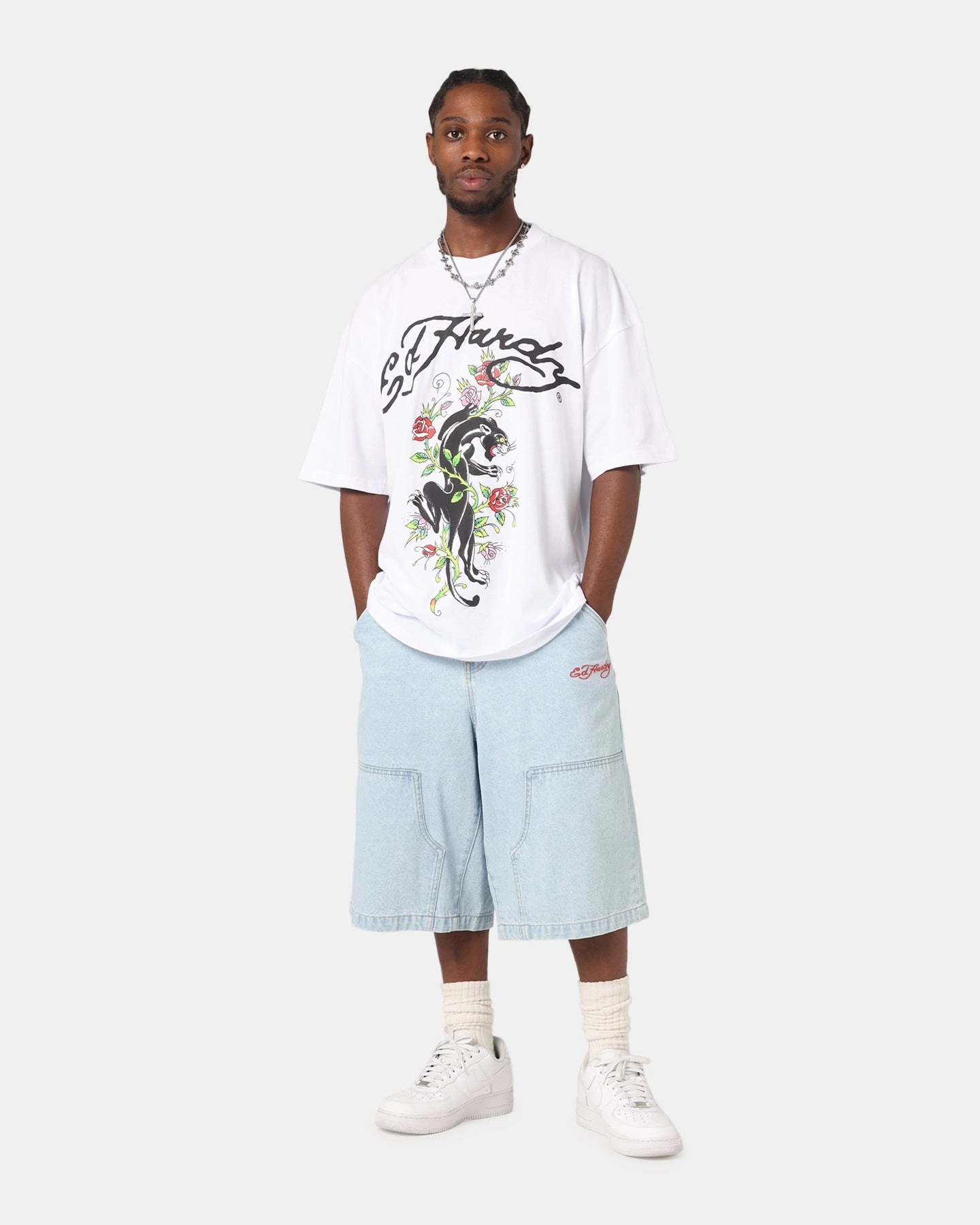 Ed Hardy Savage Bloom T-Shirt White MicroPiqueKnit