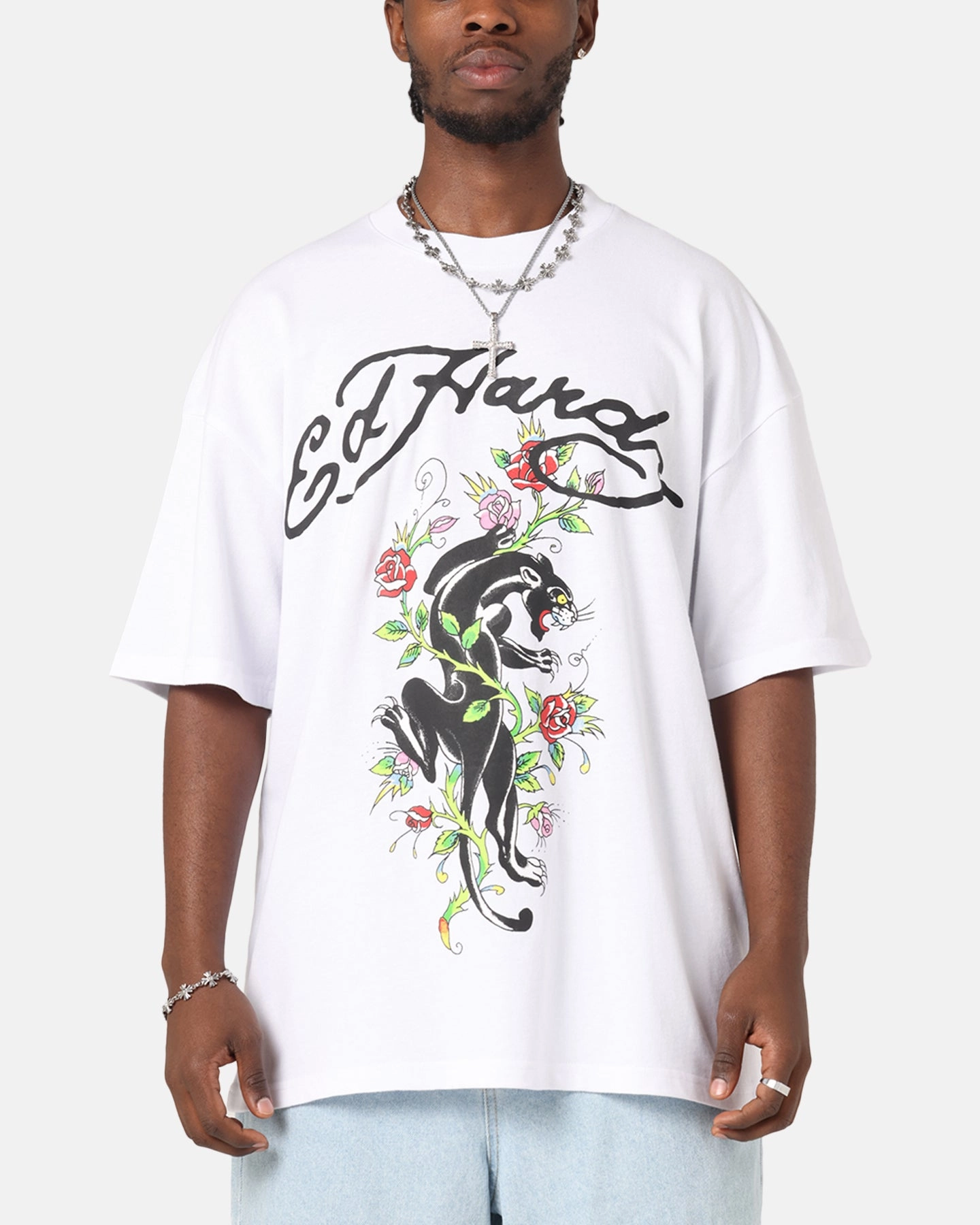 Ed Hardy Savage Bloom T-Shirt White Anti-static Regular fit normality