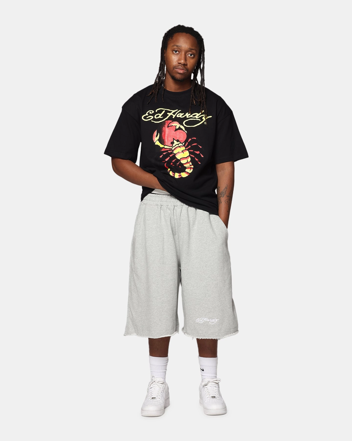 Stretchable Knit Simple Yet Cozy Ed Hardy Scorpion T-Shirt Black