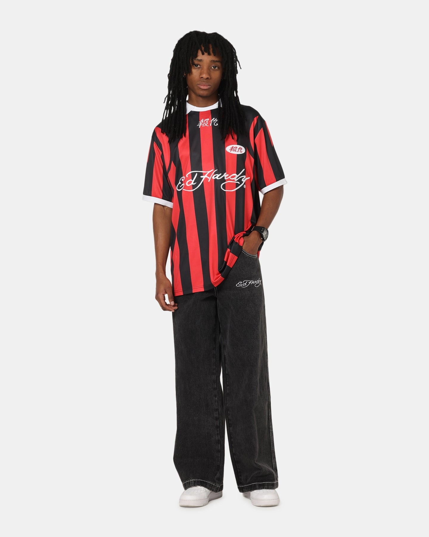 Yarn Dye Effect Ed Hardy Shinjuku Jersey Red/Black