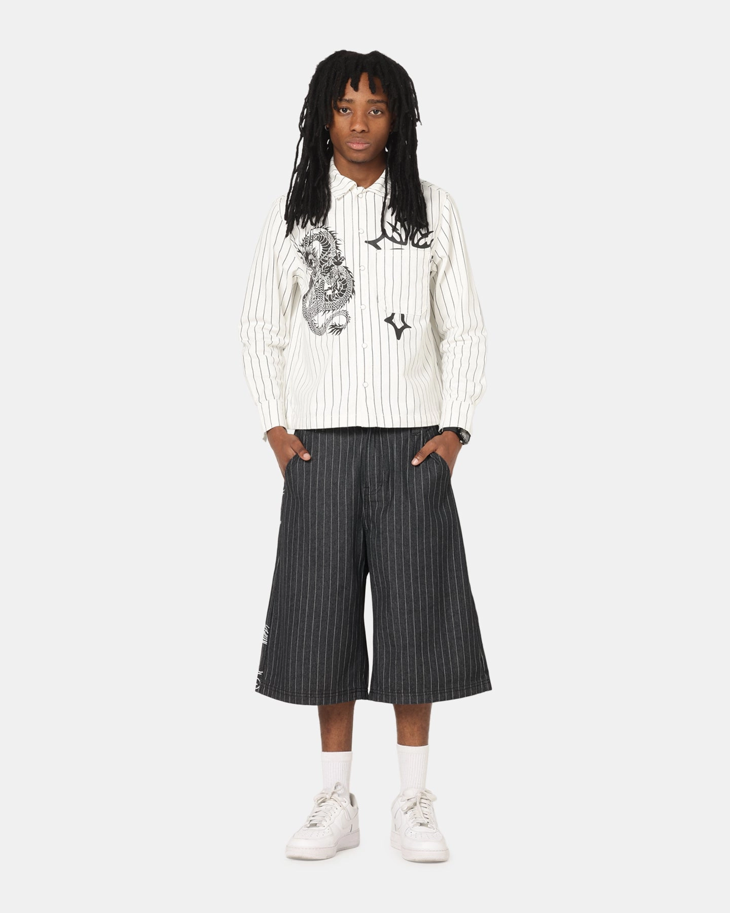 Sleepwear Flex Fit Design Ed Hardy Shinjuku Jorts Black Pinstripe