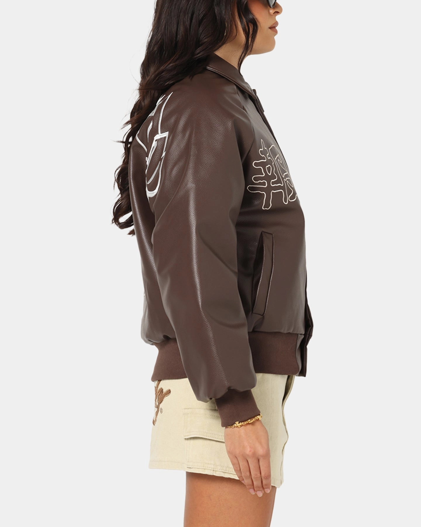 Indoor Compressed Packaging Ed Hardy Shinjuku Leather Jacket Brown