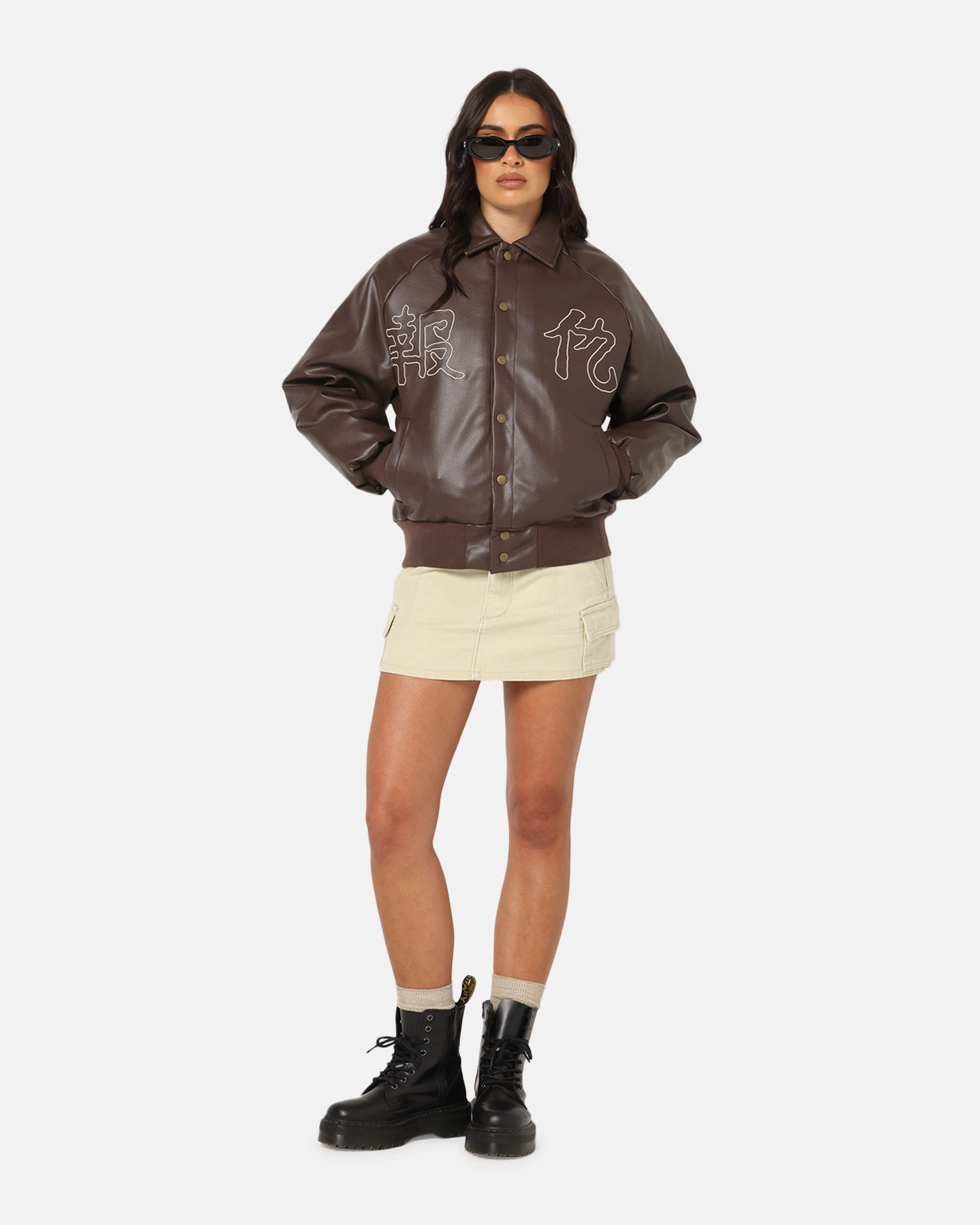 Street Cool Ed Hardy Shinjuku Leather Jacket Brown
