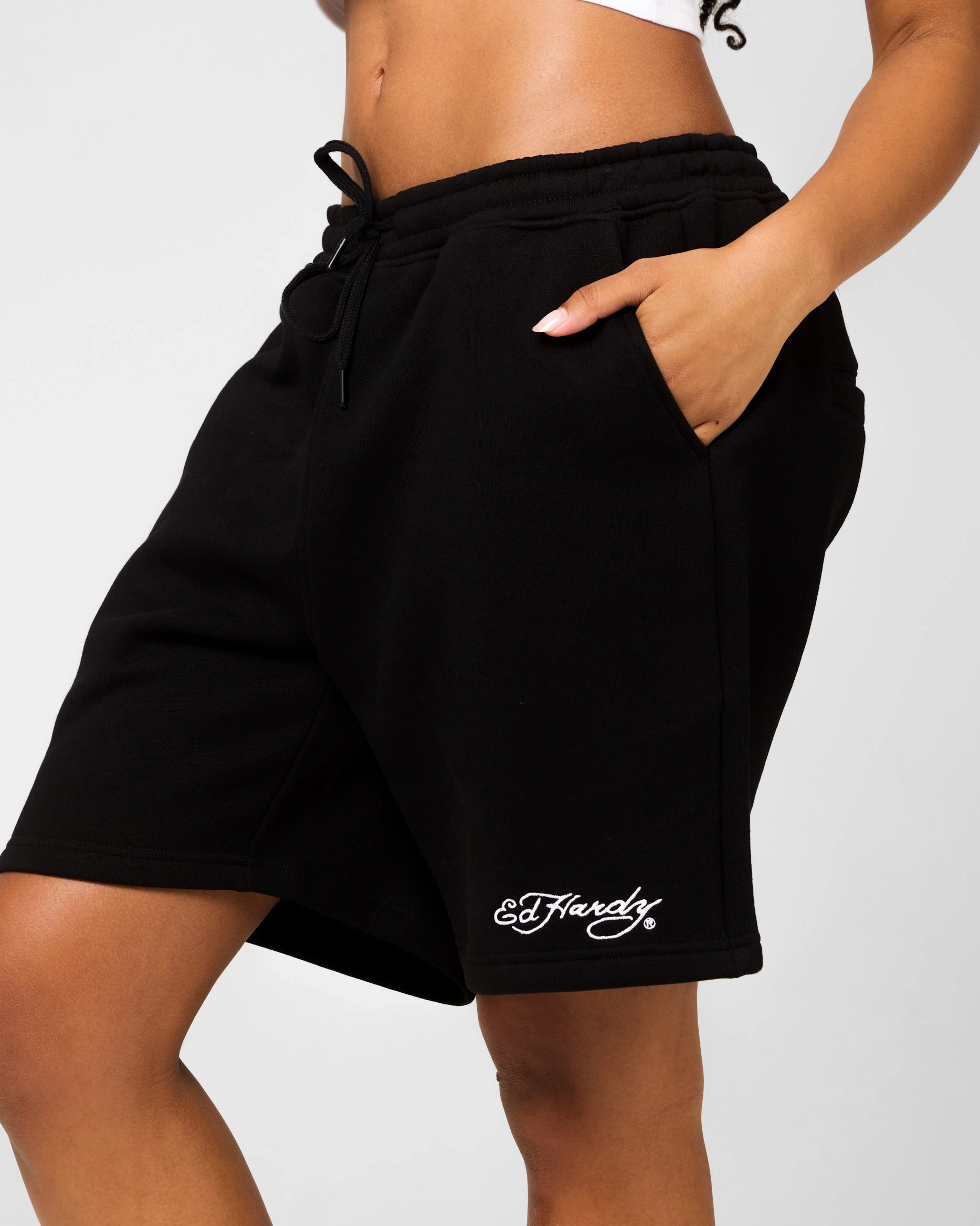 Office Attire Ed Hardy Skull Fleece Shorts Black