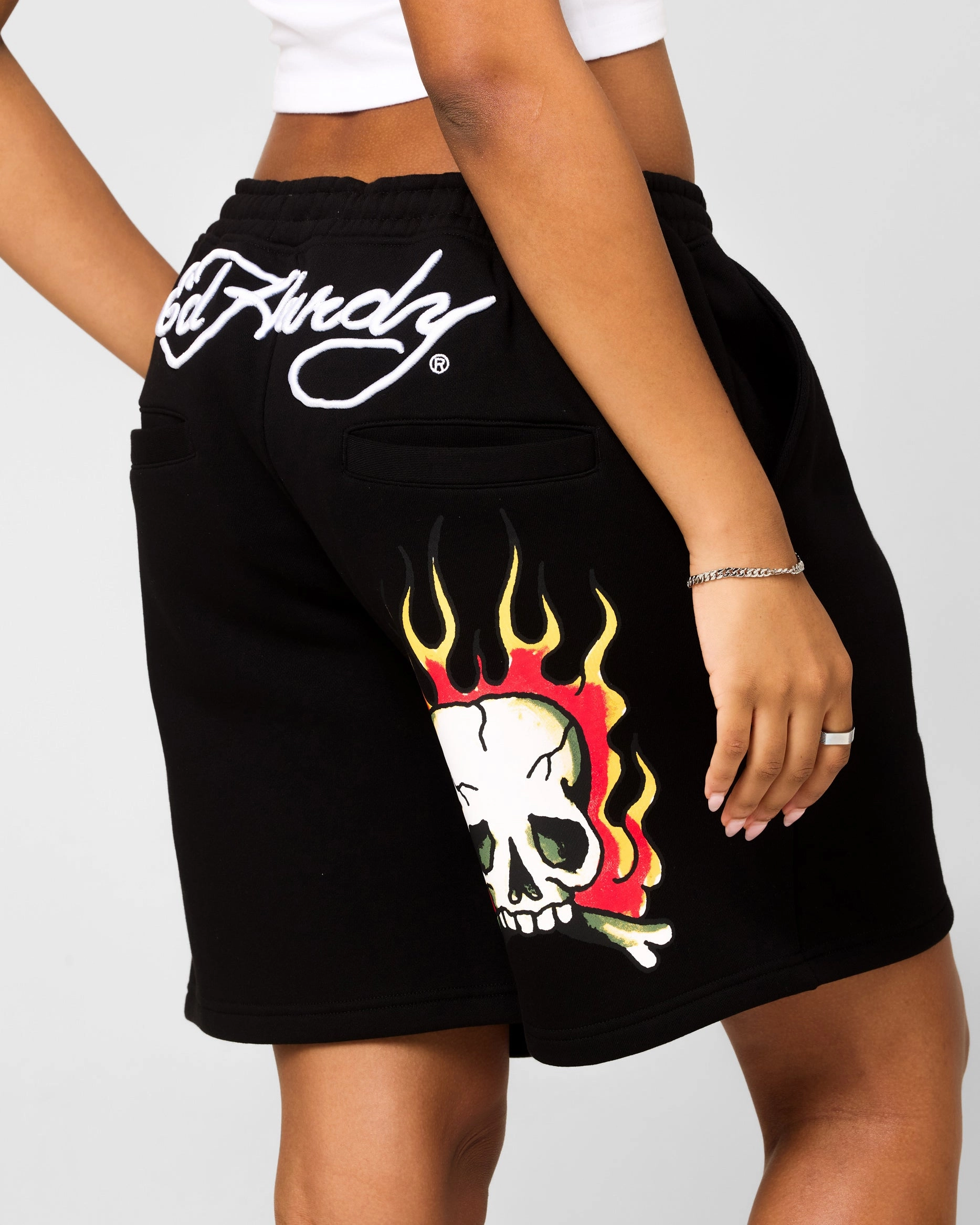 Airflow channels Ed Hardy Skull Fleece Shorts Black
