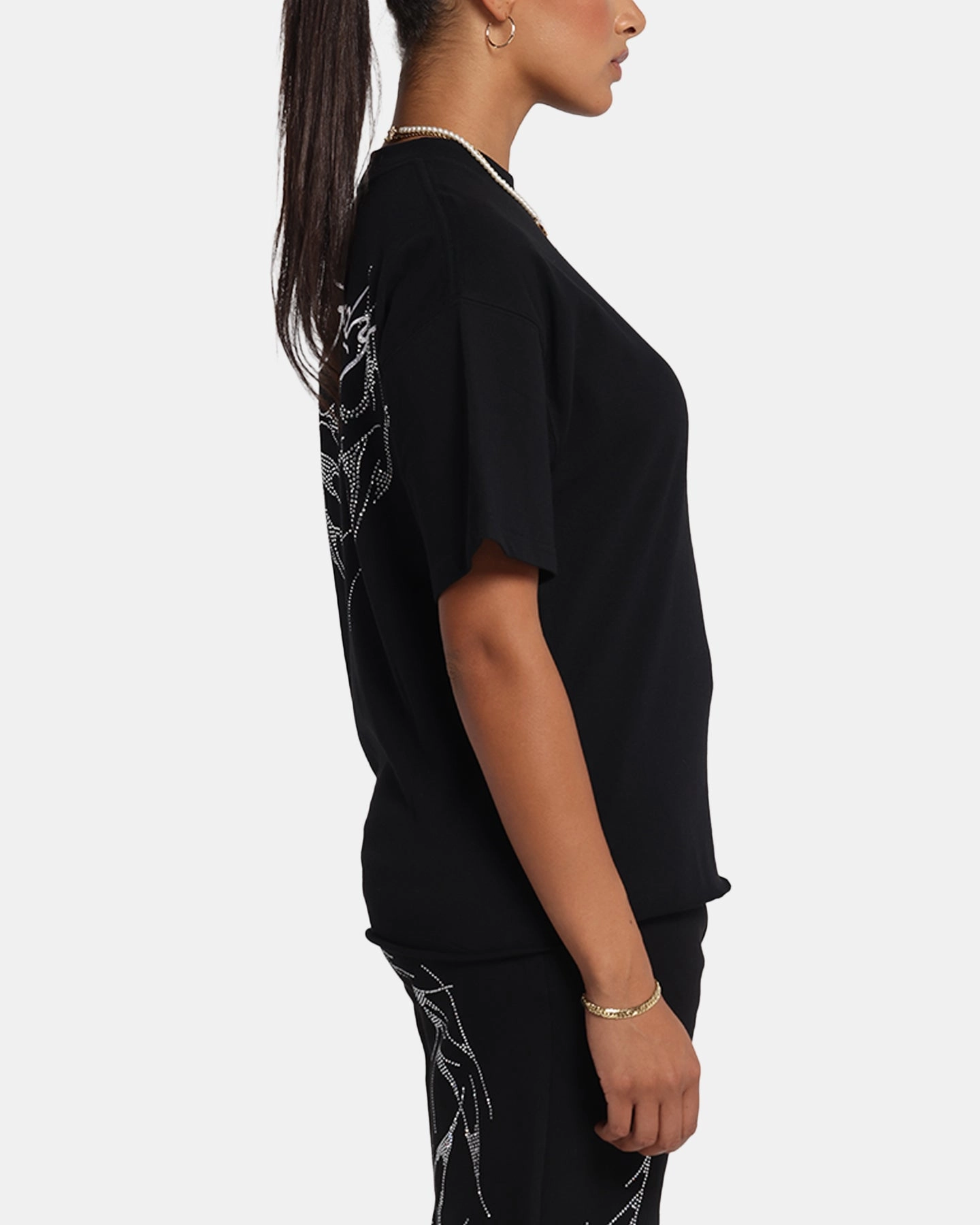 Matte Look Ed Hardy Techno Rhinestone T-Shirt Black