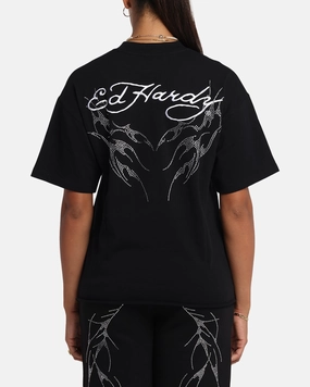 Ed Hardy Techno Rhinestone T-Shirt Black Evergreen Moisture Wicking Technology