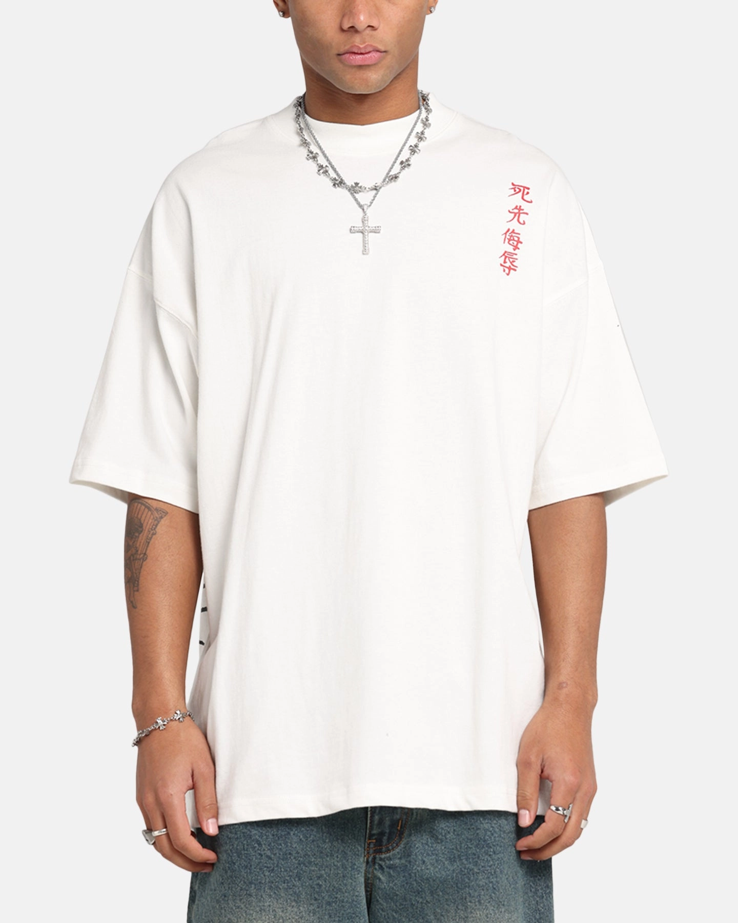 Eco Friendly Fabric Ed Hardy Tiger Oversized Print T-Shirt Off White