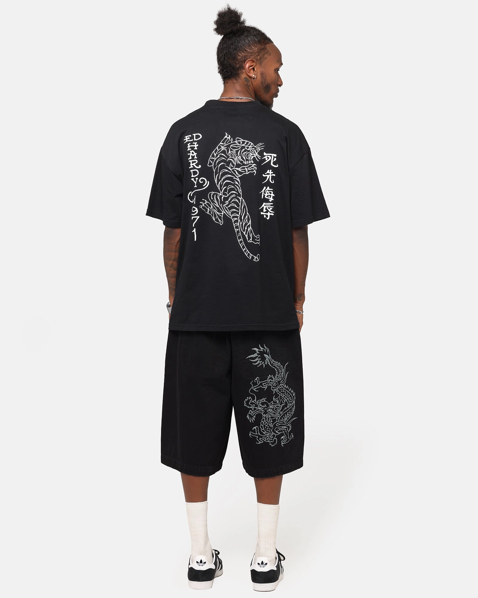 Ed Hardy Tiger Stamp T-Shirt Black Comfortable And Trendy Street Casual