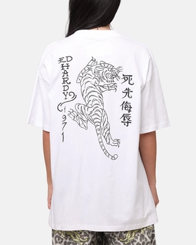 Ed Hardy Tiger Stamp T-Shirt White Bold Look Structured silhouette