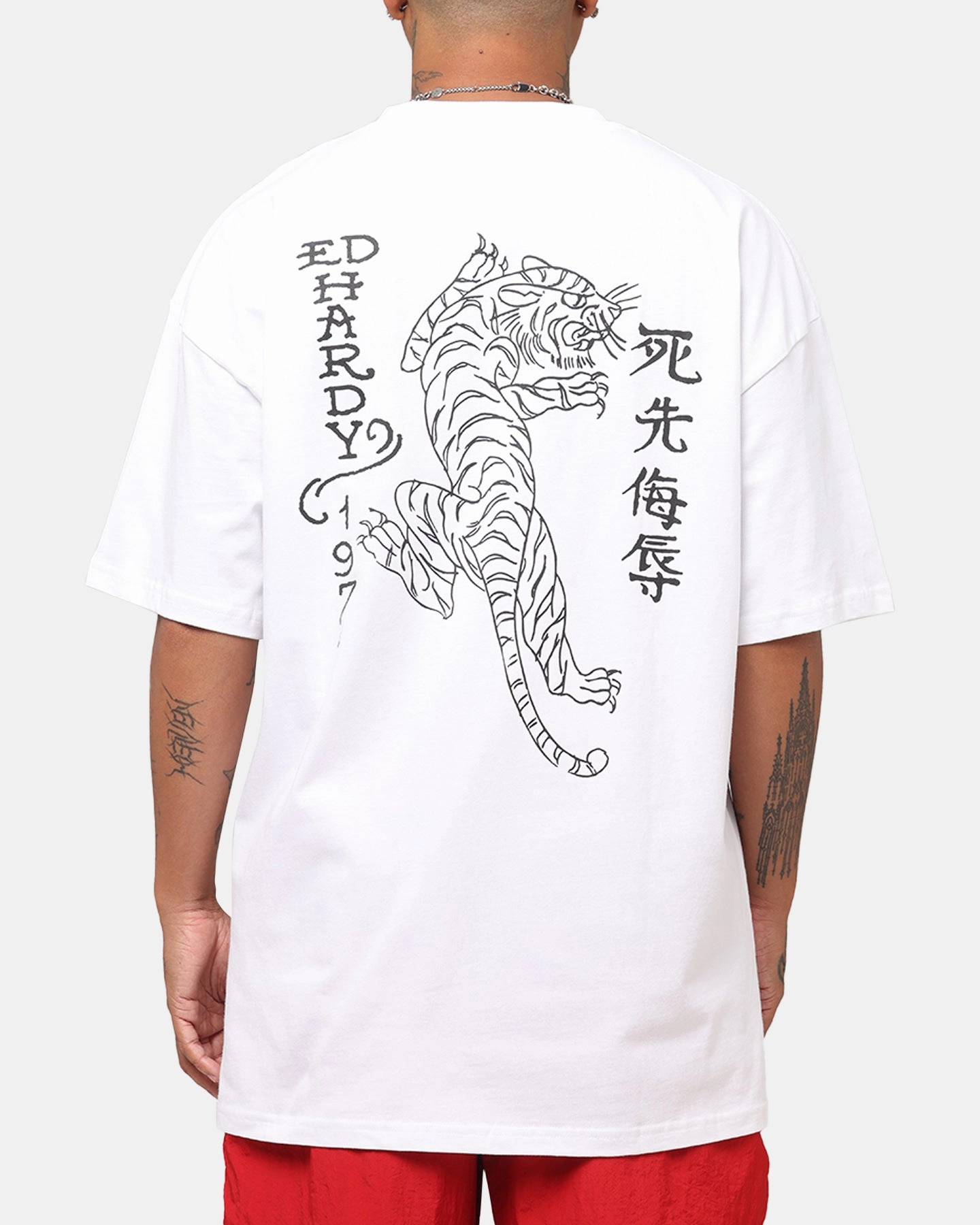 Ed Hardy Tiger Stamp T-Shirt White Summer cool Casual All-Day