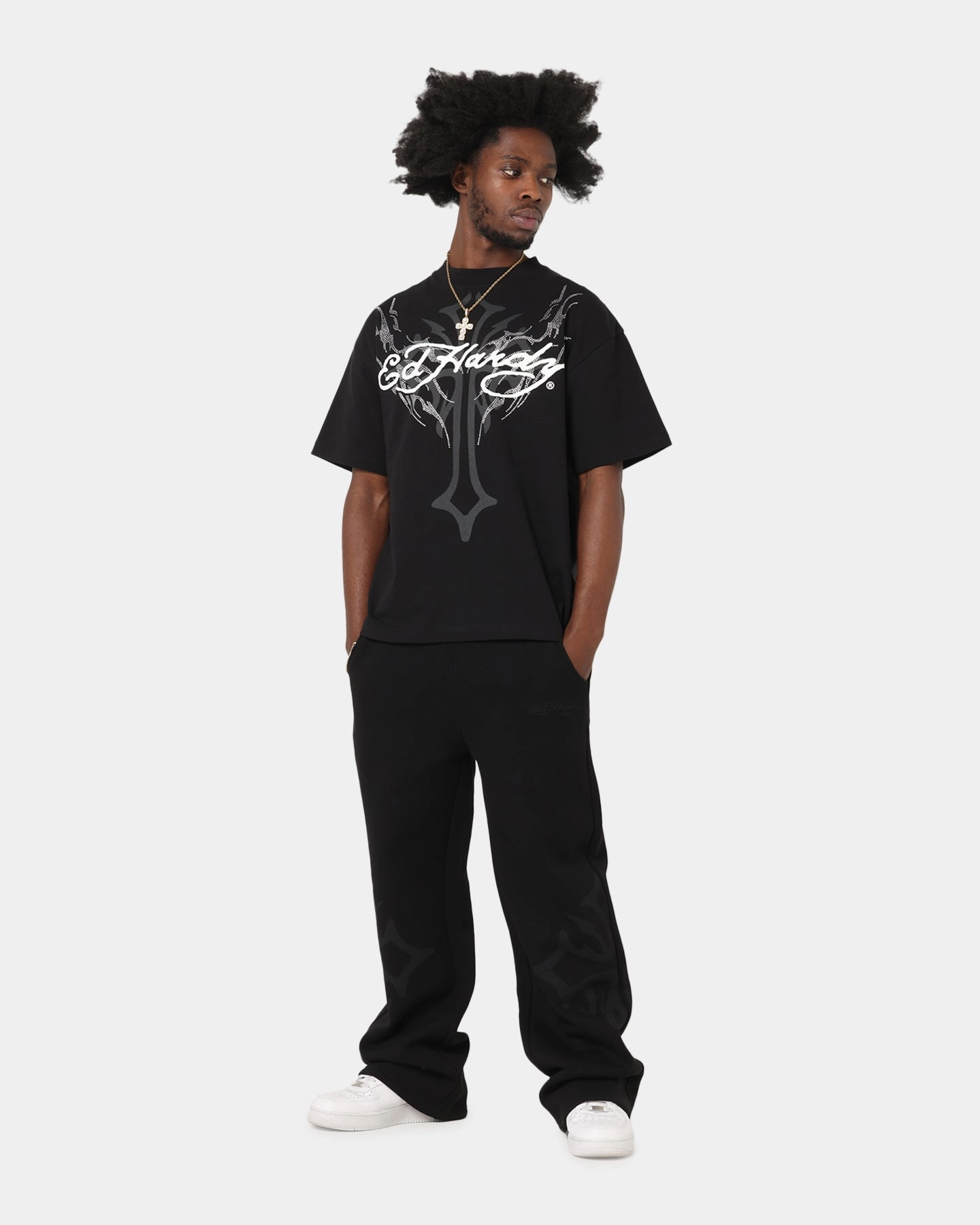 Ed Hardy Trinity Rhinestone T-Shirt Black Award-winning AntiPilling