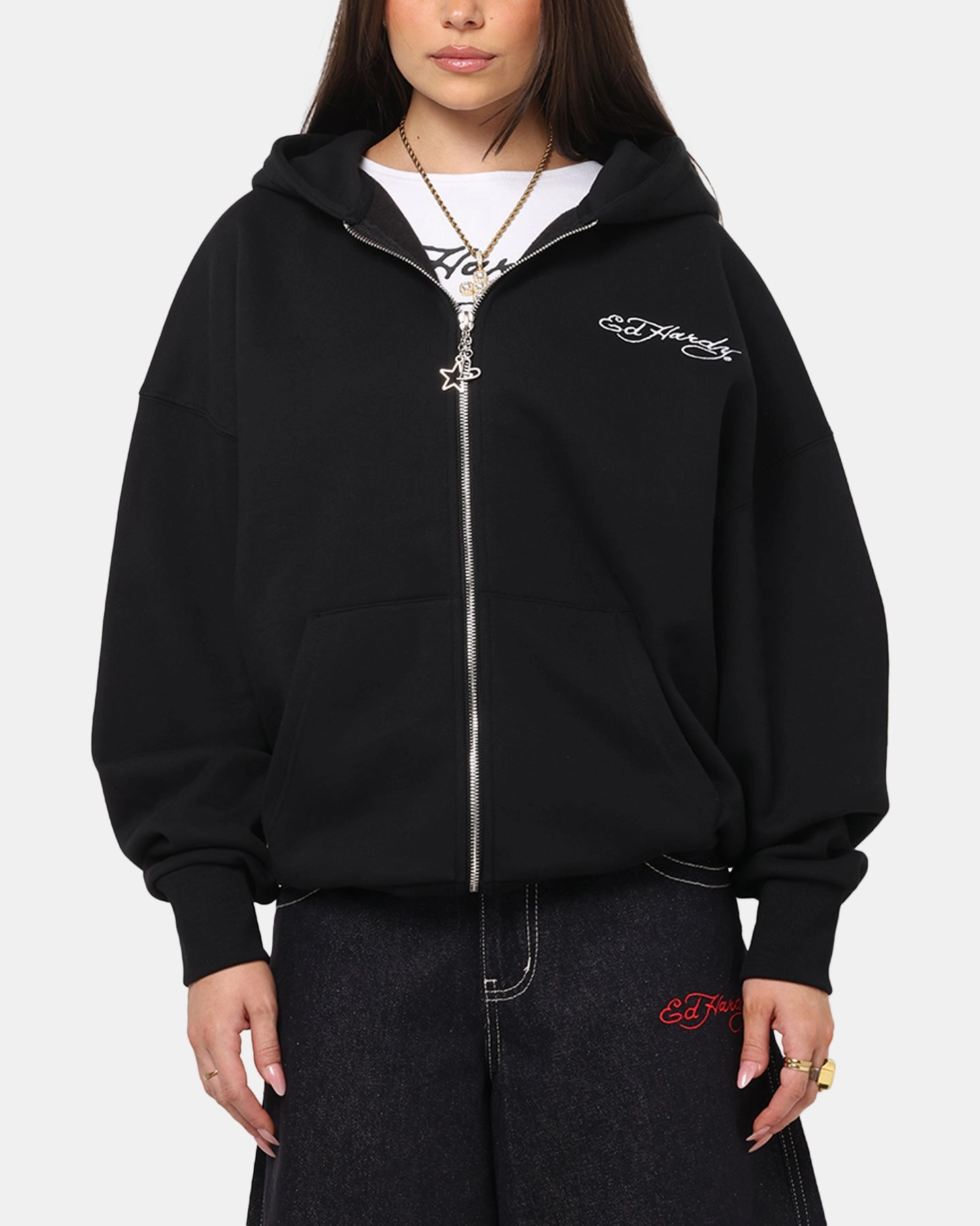 Sporty Style Ed Hardy UV Active Zip Hoodie Black/Multi