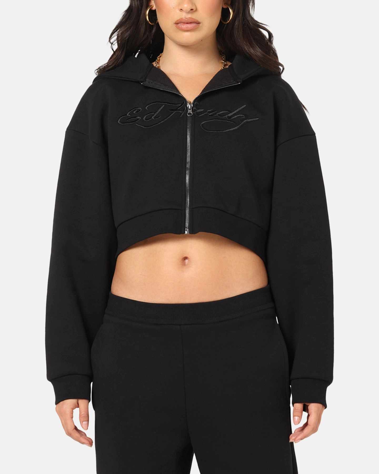 Ed Hardy Women's Butterfly Effect Hoodie Black Enable UltraLight Packable Design