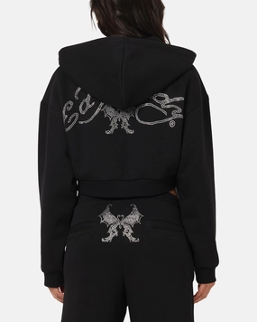 Drop Hood Style Ed Hardy Women's Butterfly Effect Hoodie Black