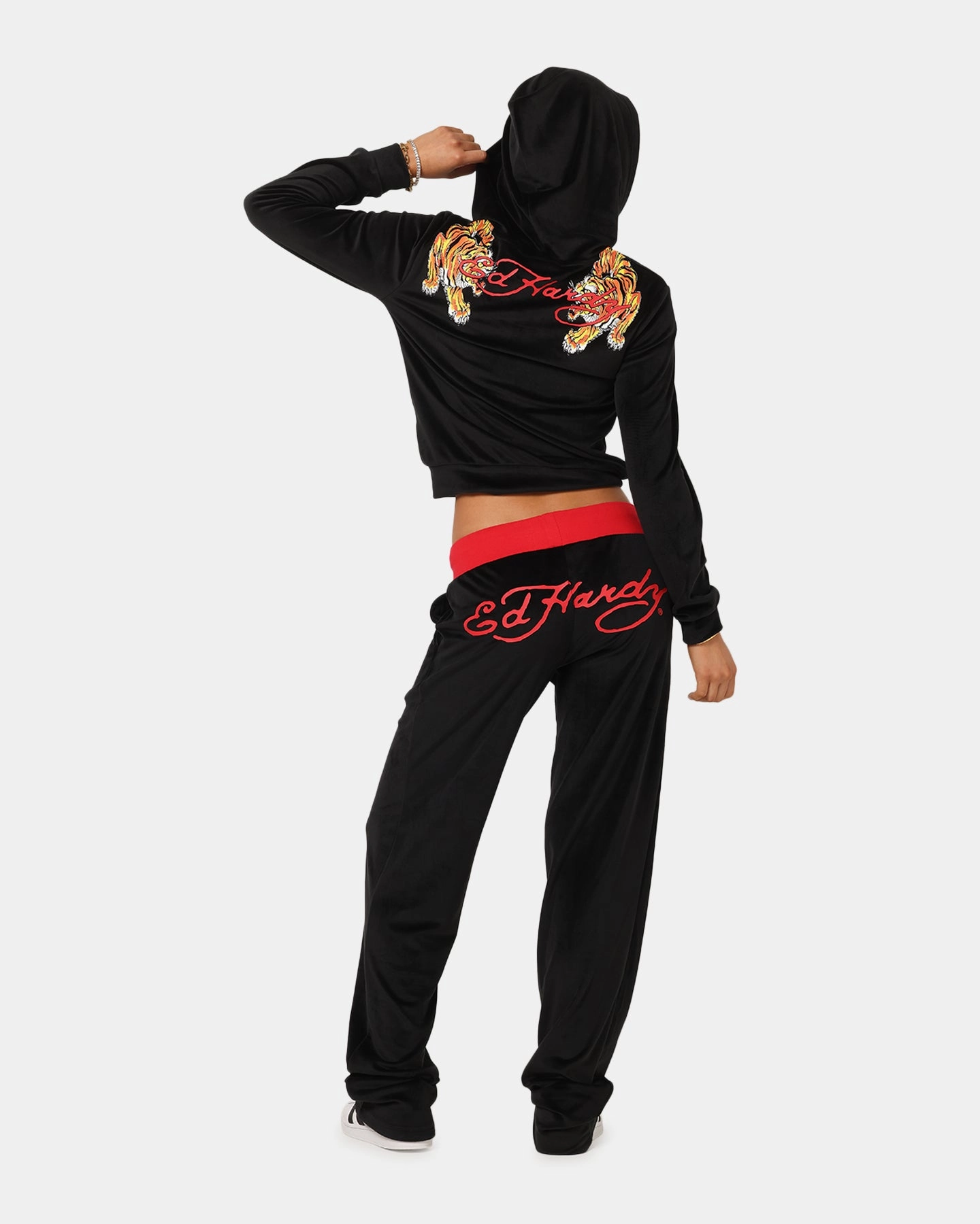Occasion suitable for advertising campaigns Ed Hardy Women's Cropped Hoodie Black/Red