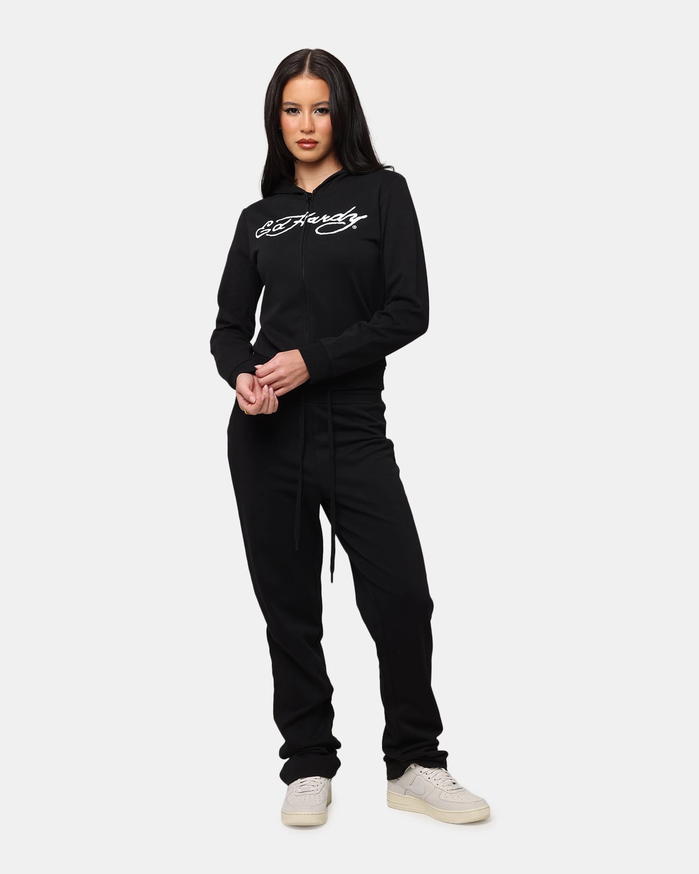Ed Hardy Women's Flora Zip Hoodie Black Active Layer