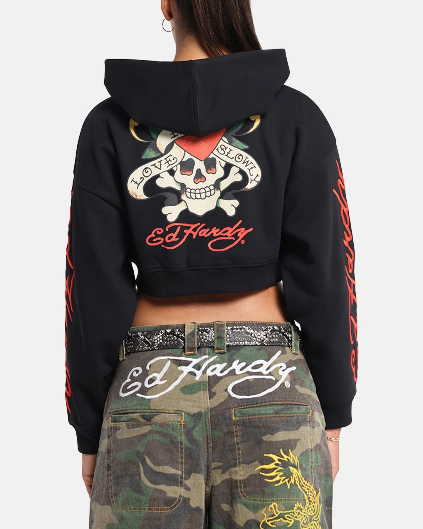 Ed Hardy Women's Love Kills Slowly Hoodie Black Task
