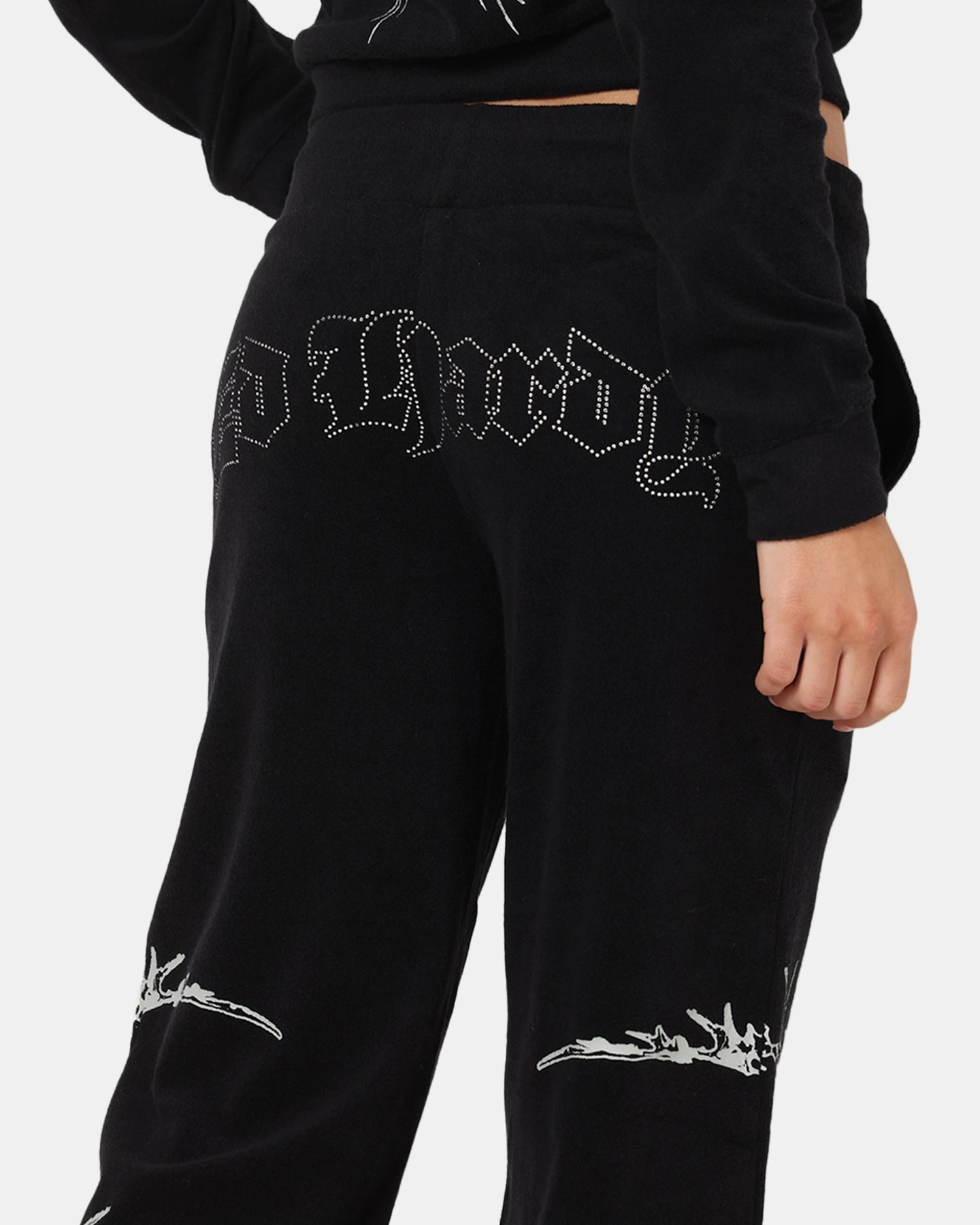 Ed Hardy Women's Raver Trackpants Black Travel Fit Adjustable Drawcord