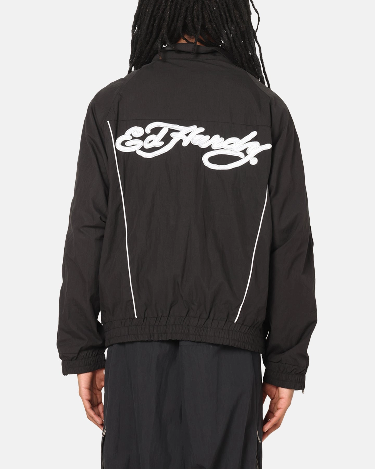 Ed Hardy Zip Track Jacket Black FleeceBacking