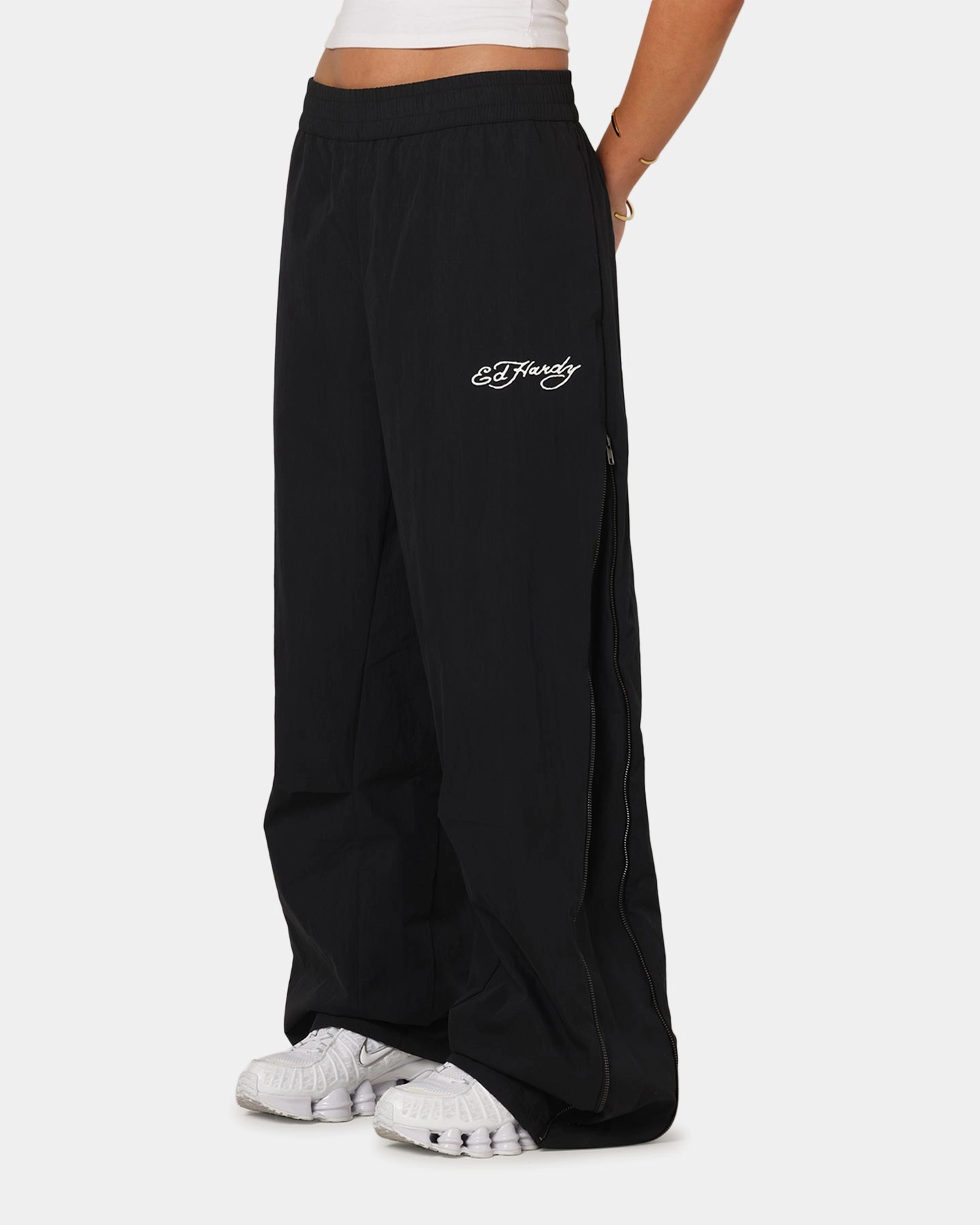 Zipper Closure Timeless Comfort Fit Ed Hardy Zip Track Pants Black