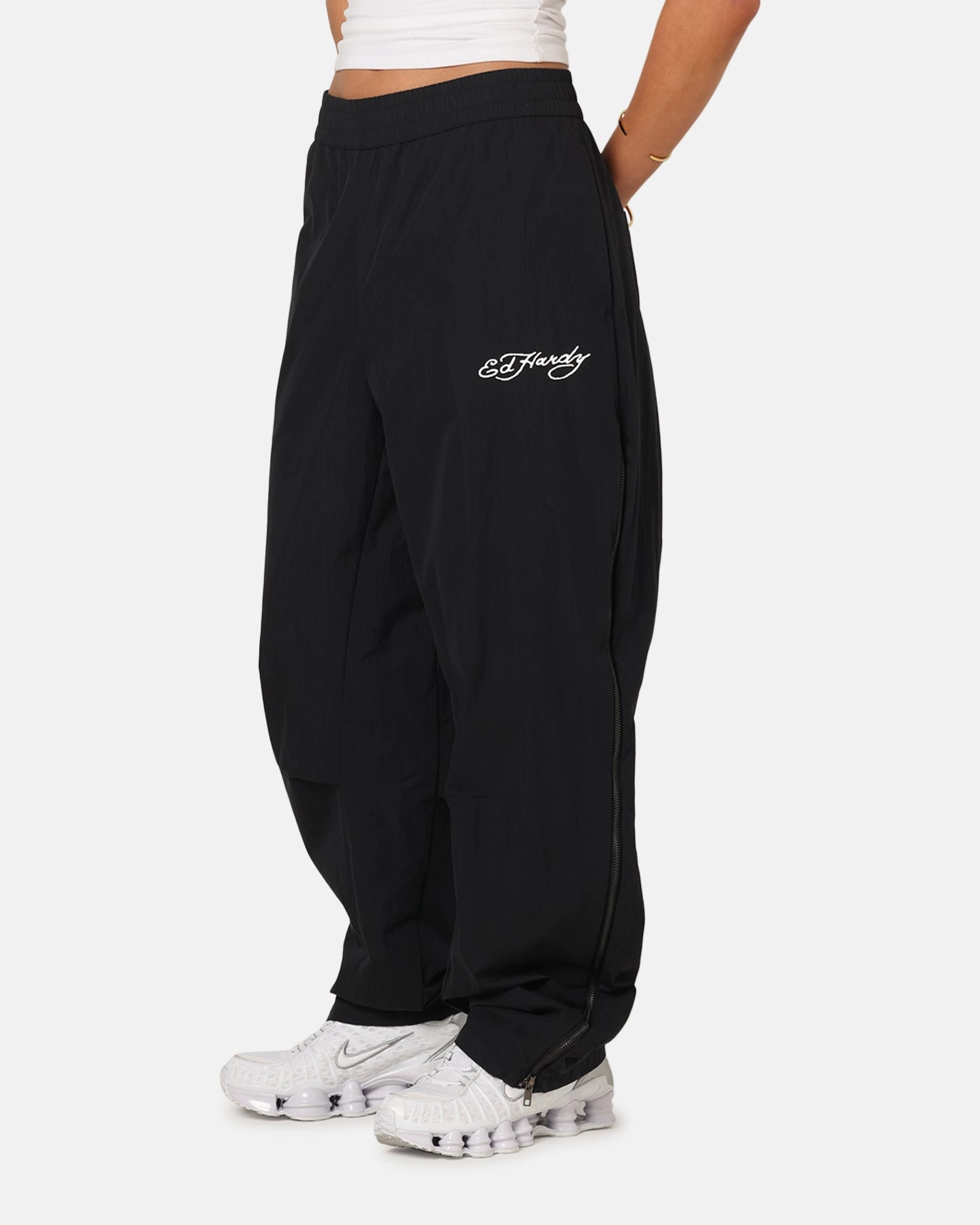Performance Wear Abrasion Resistant Material Ed Hardy Zip Track Pants Black