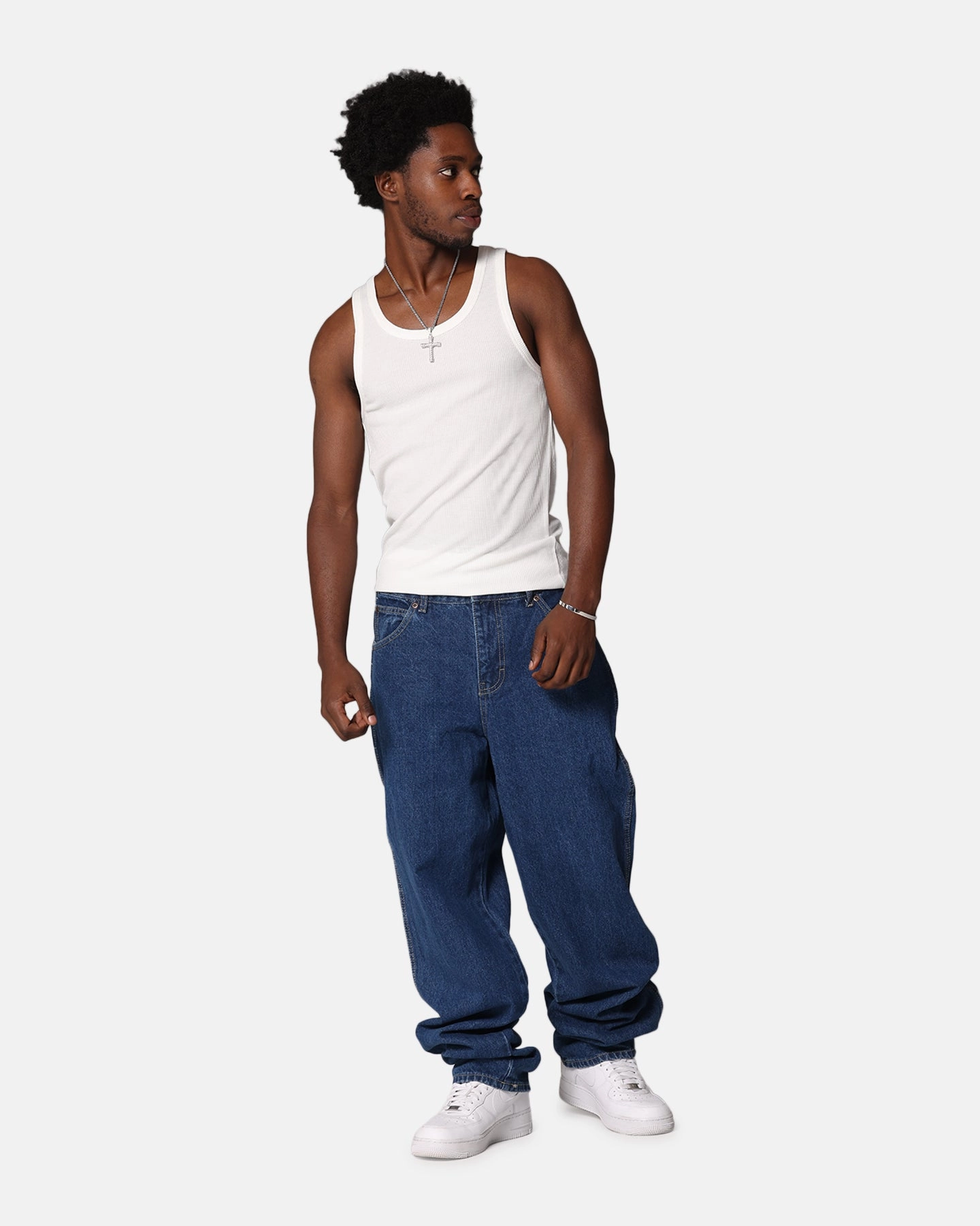 Dickies Relaxed Straight Denim Jeans Stone Washed Indigo Neutral Daily Wear Adult Fashion