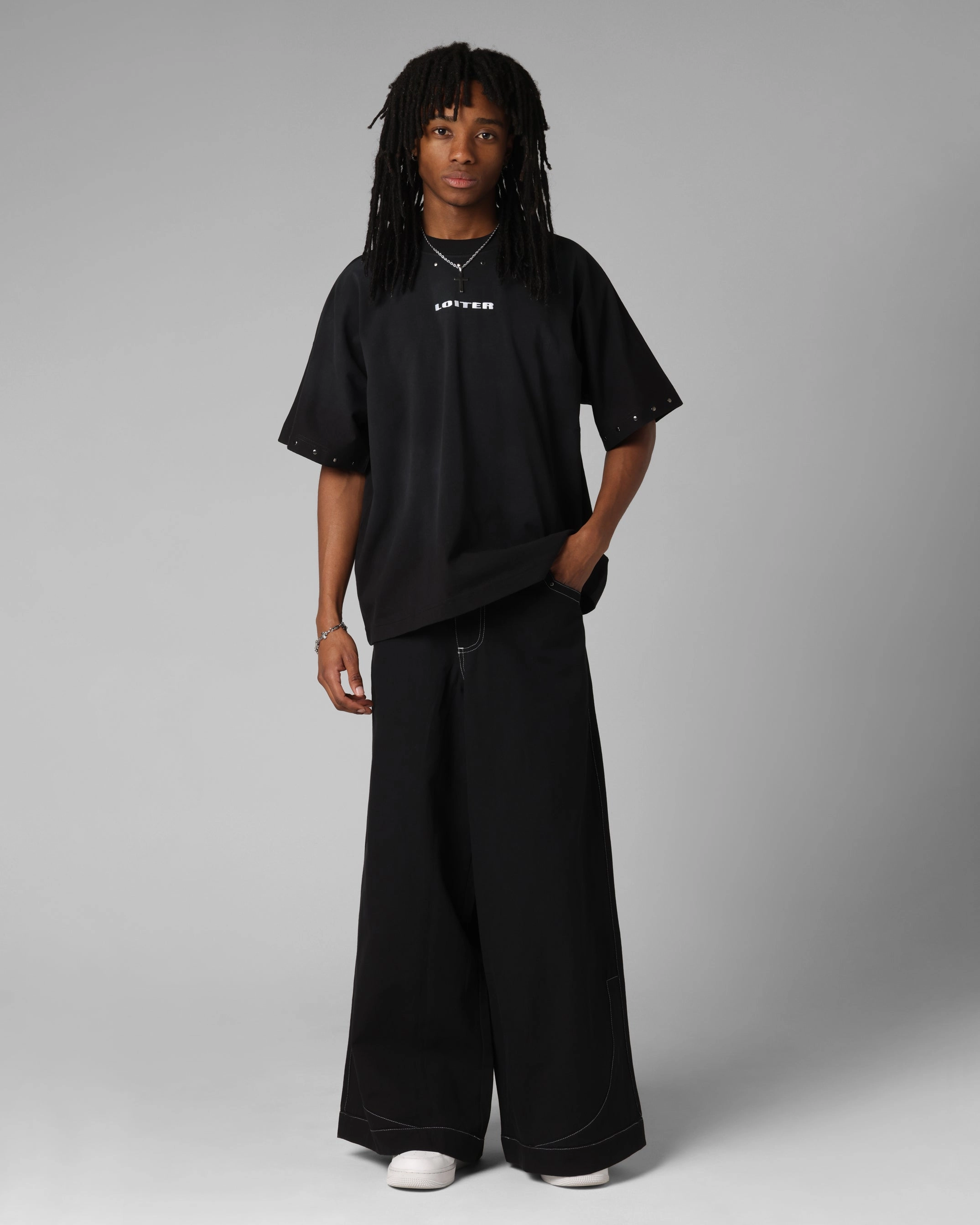 Loiter F-22 Raver Jeans Black Foundation Piece Neutral Style