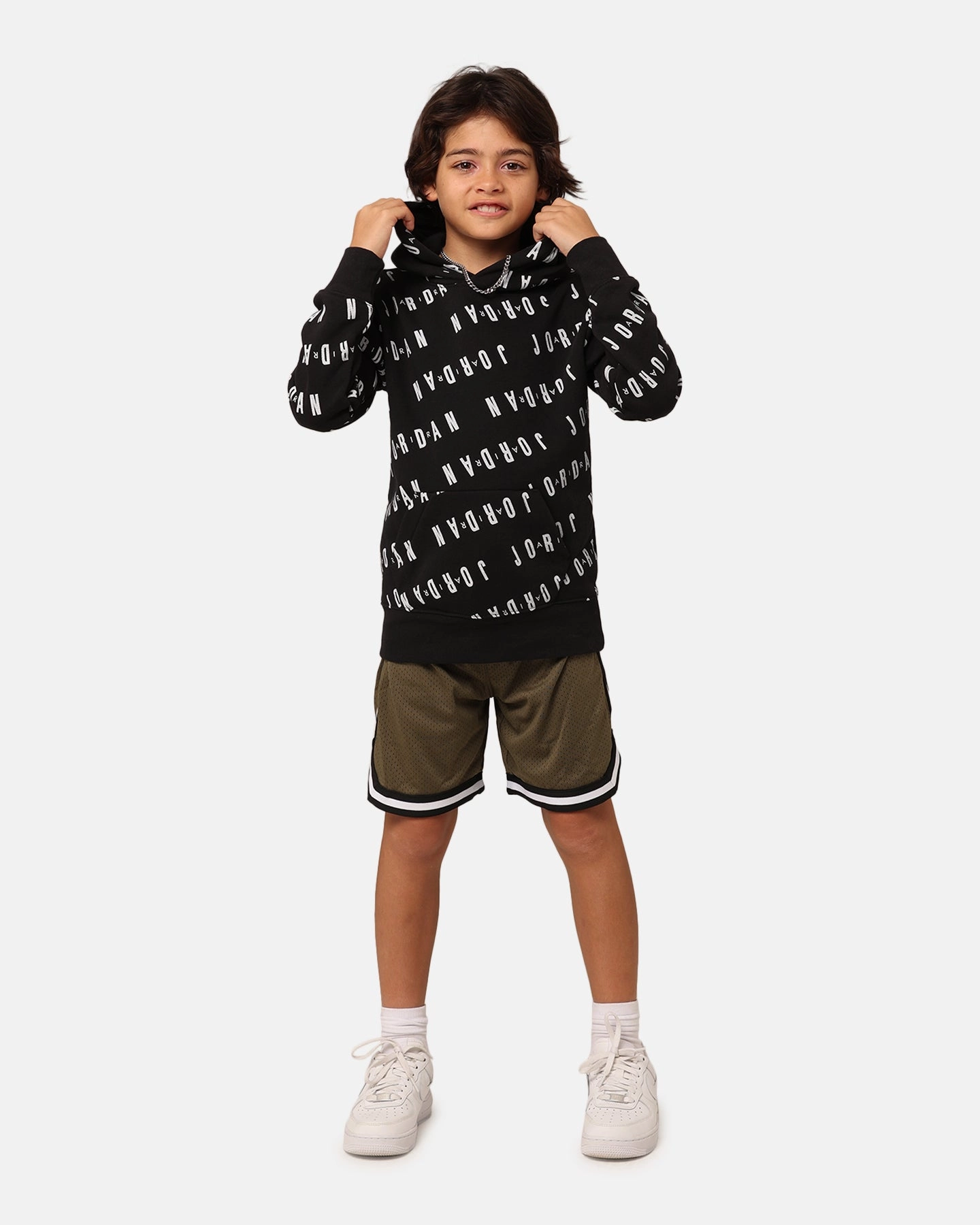Jordan Kids' Essential AOP Pullover Hoodie Black Emblem online purchase