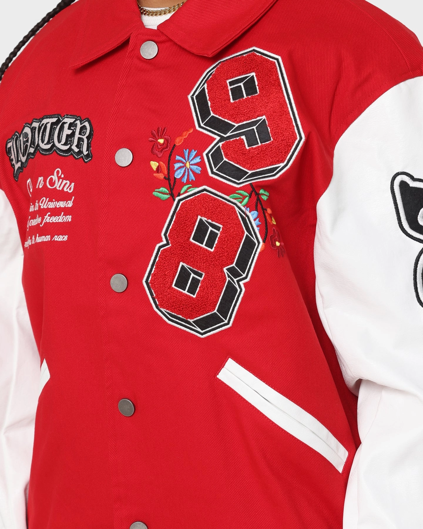 Loiter Flaws Varsity Jacket Red/Off White Summer