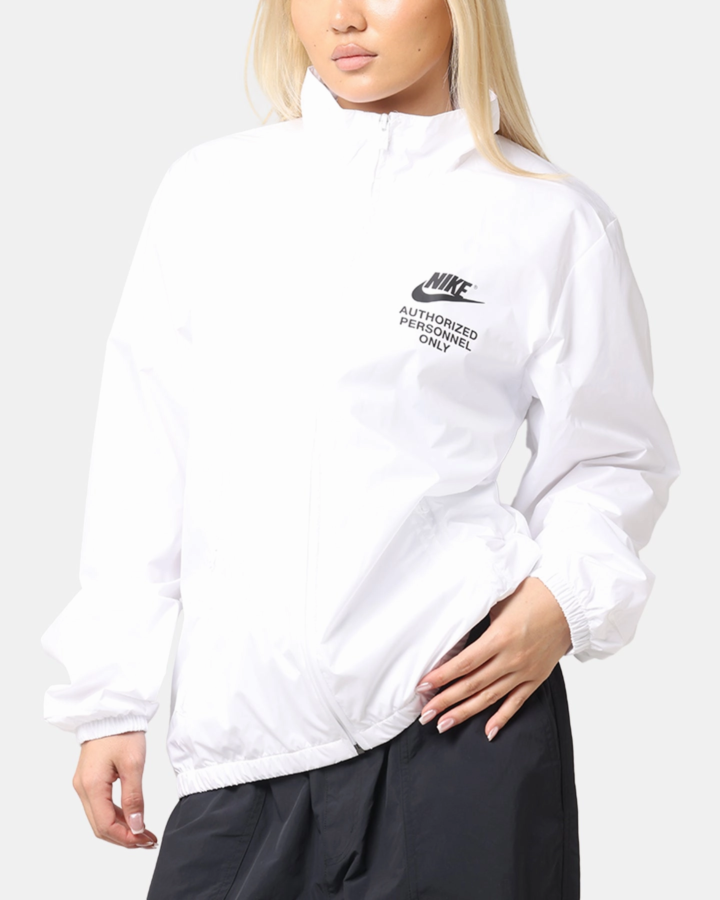 Nike Woven Full Zip Jacket White/White/Black Smart Wear Polyester