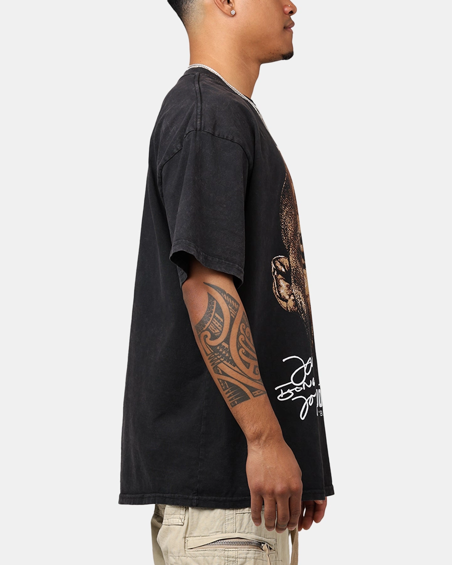 Comfortable Shape Comfy Layer Wear UFC By Goat Crew Jon Jones Big Face T-Shirt Black Acidwash
