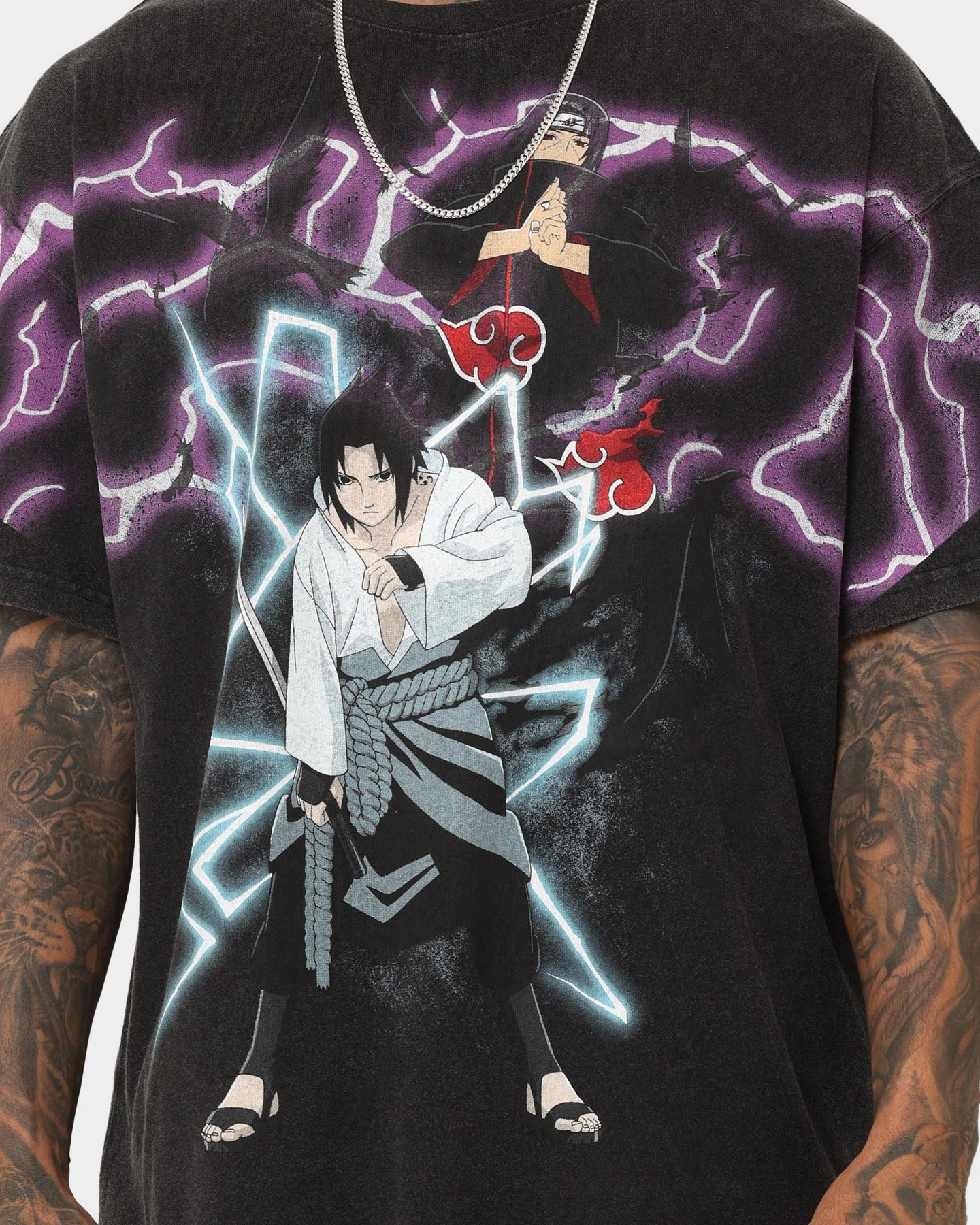 Elegant and Relaxed Goat Crew X Naruto Uchicha Brothers Colossal Premium Vintage T-Shirt Black Wash