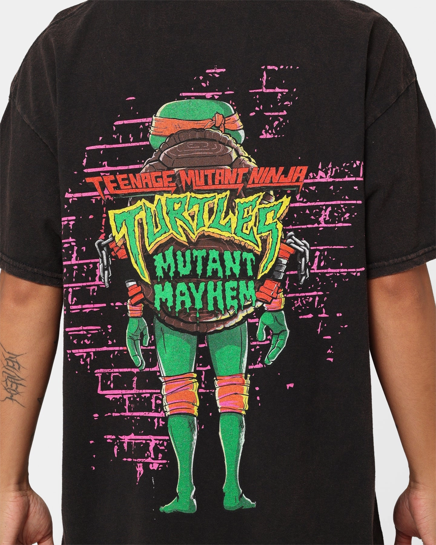 Street Casual Goat Crew X Teenage Mutant Ninja Turtles Michelangelo Vintage T-Shirt Black Wash