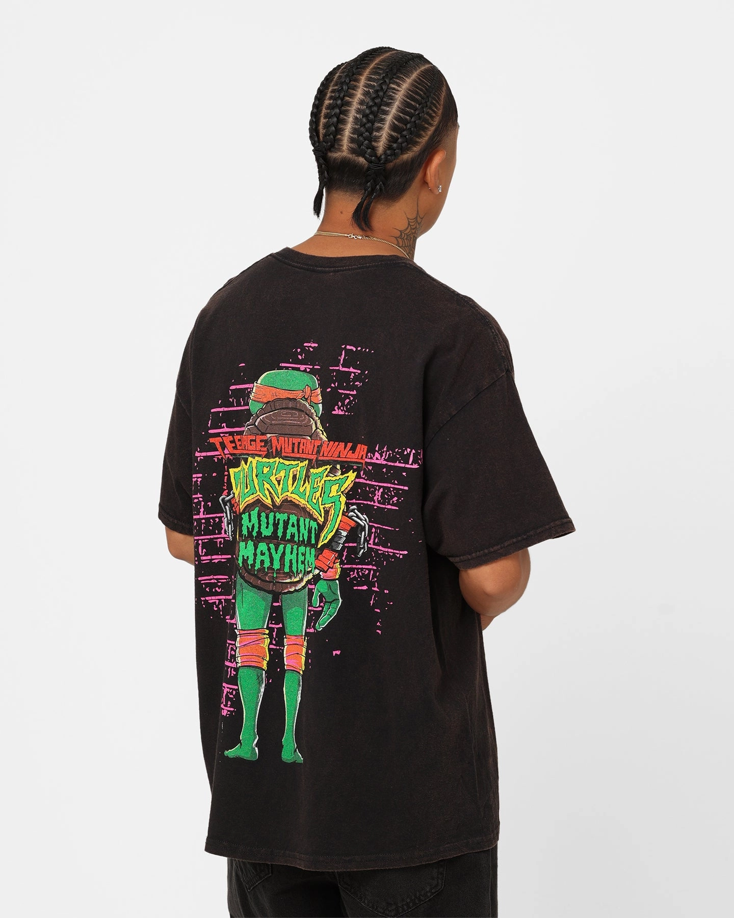 Festival wear Quick Release Hem Goat Crew X Teenage Mutant Ninja Turtles Michelangelo Vintage T-Shirt Black Wash