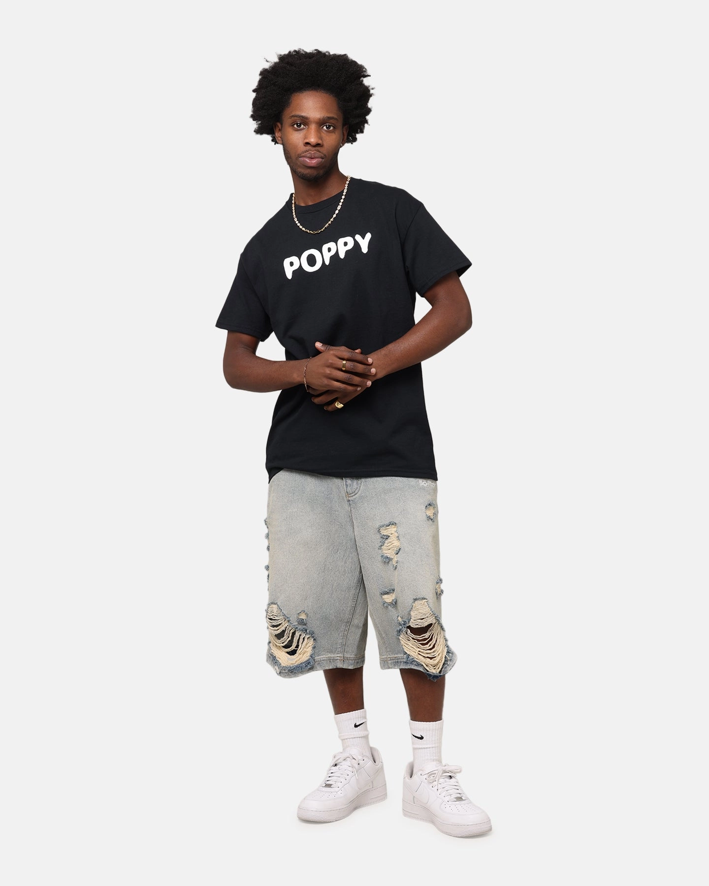 Poppy Negative Spaces T-Shirt Black Spring Freshness