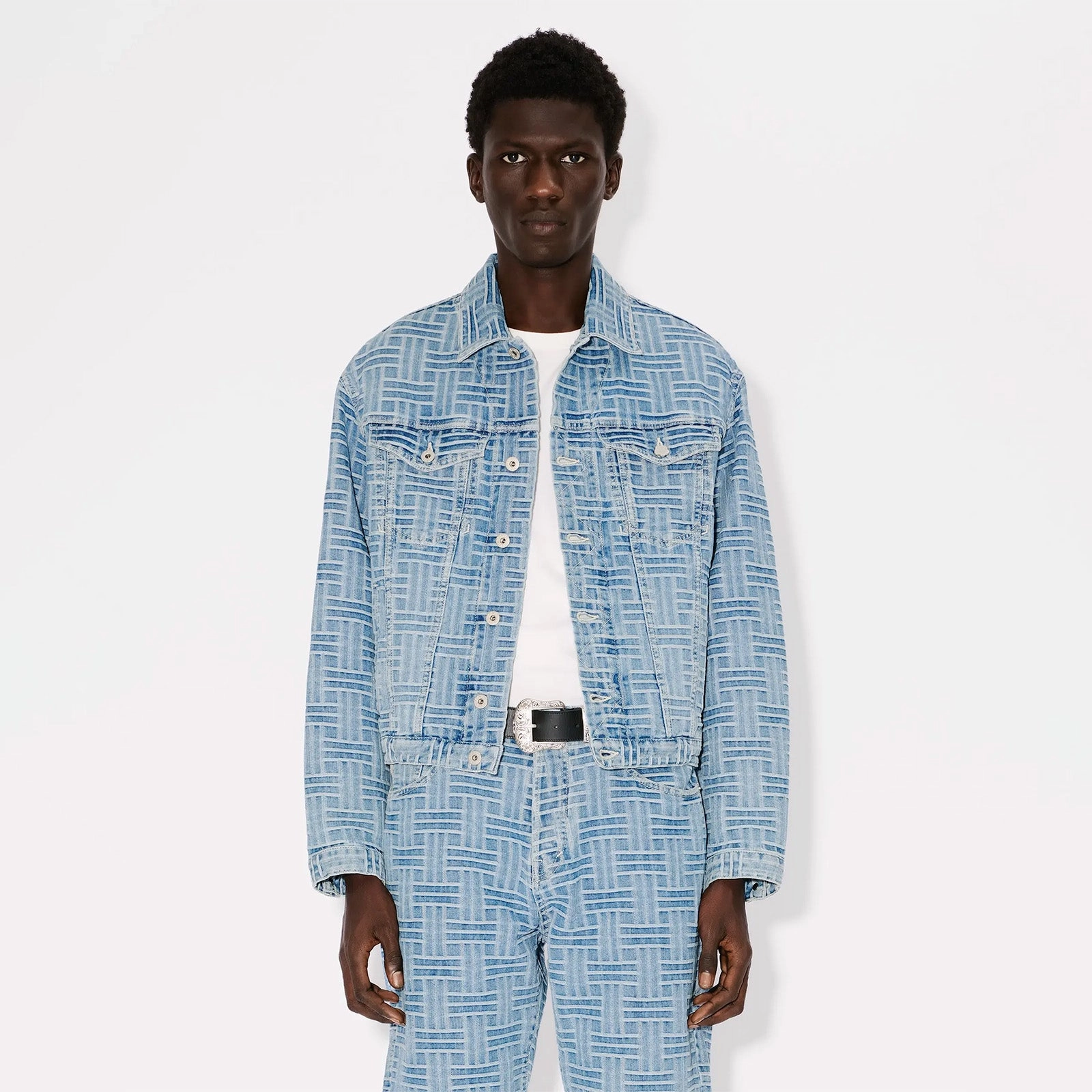 Kenzo Weave Trucker Jacket 'Denim' Friction Reducing Lining All Season Versatility