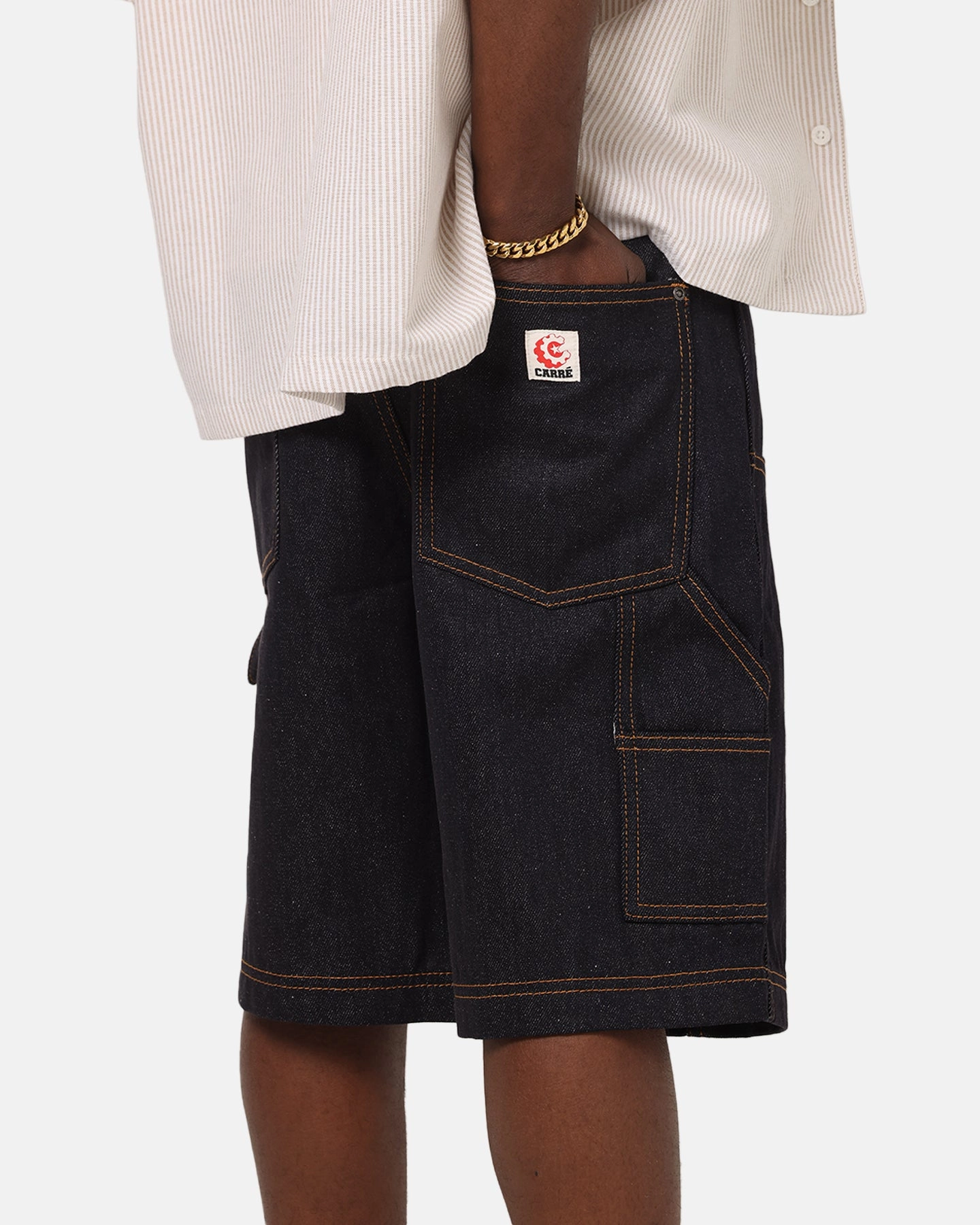 Carre Work Jorts Dark Washed Indigo Adjustable Fit Quick Pocket Access