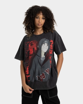 Weekend Look Layered Style Goat Crew X Naruto Itachi Premium Vintage T-Shirt Vintage Black
