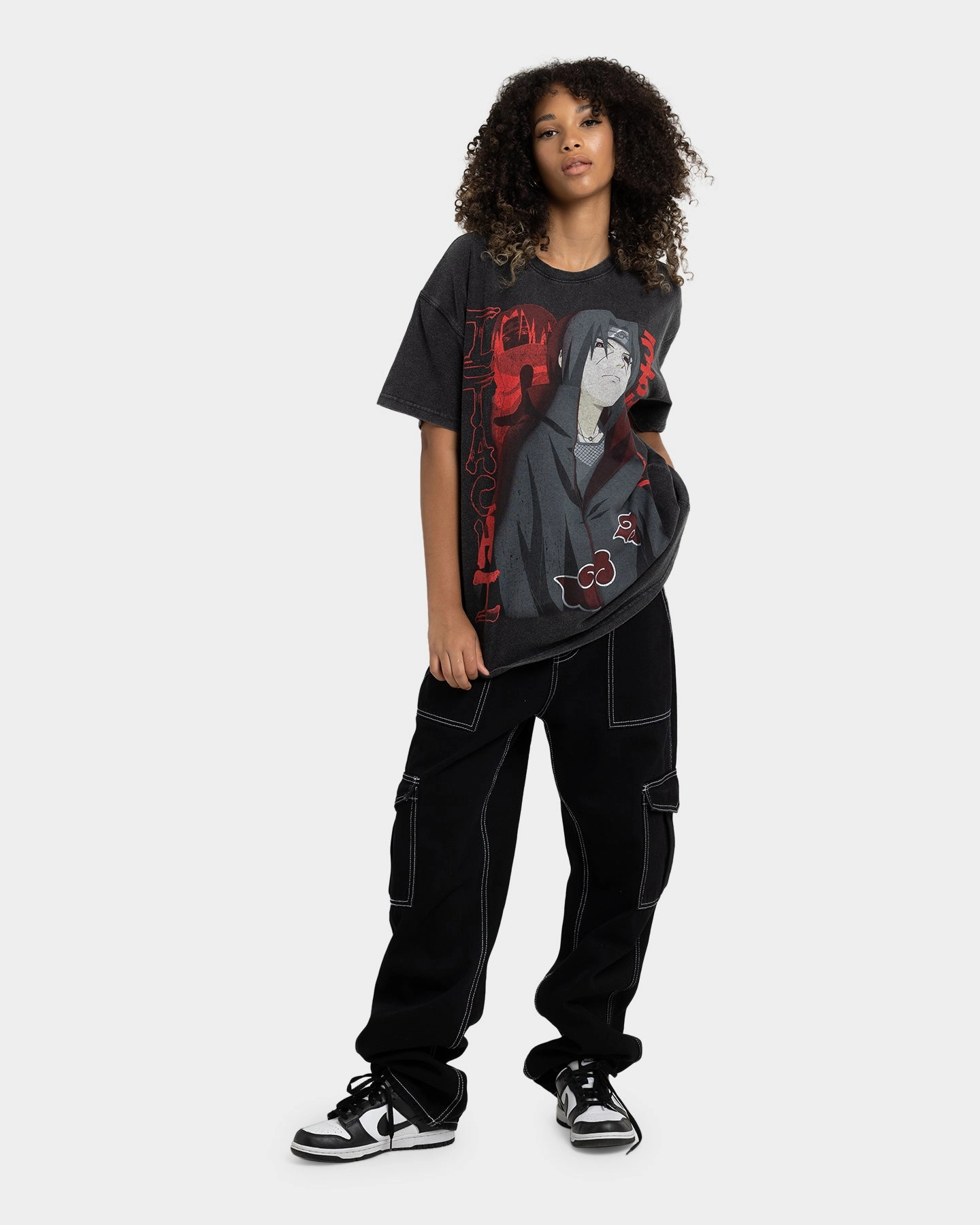 Goat Crew X Naruto Itachi Premium Vintage T-Shirt Vintage Black Stretch Knit