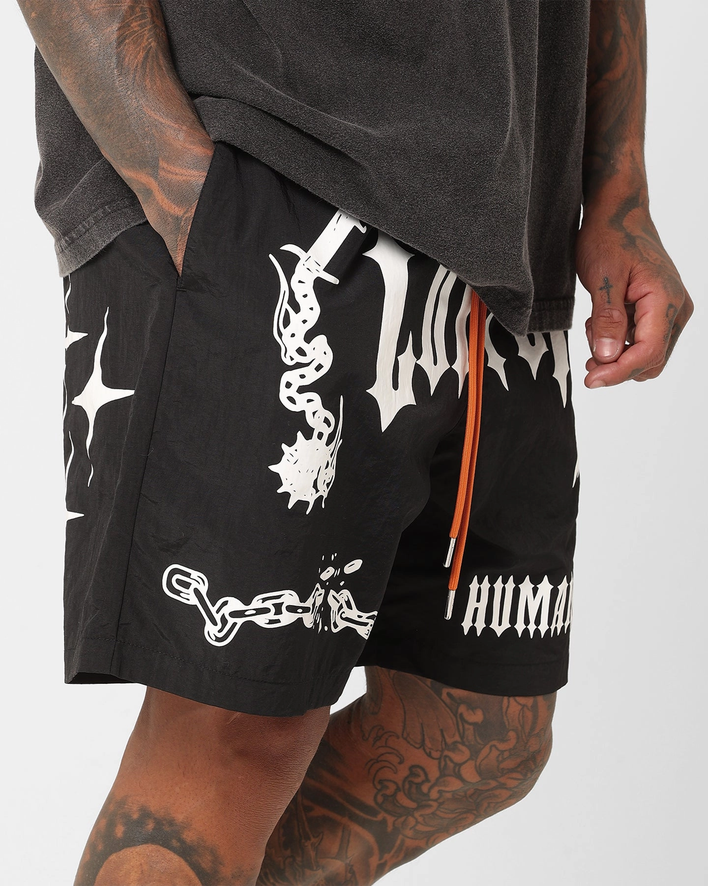 Loiter Sketch Book Walk Shorts Black Multi Panel Cut