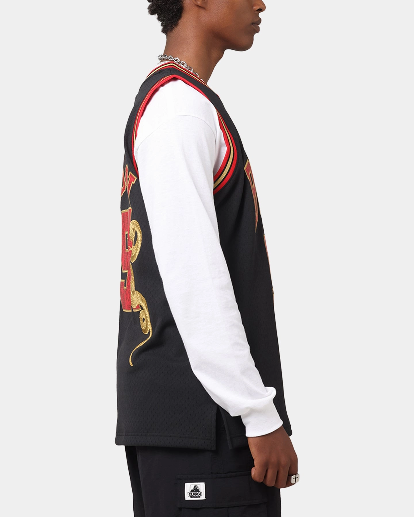 Sublimation Ready Fabric Mitchell & Ness Chicago Bulls Dennis Rodman 1997 Swingman Jersey Black/Gold