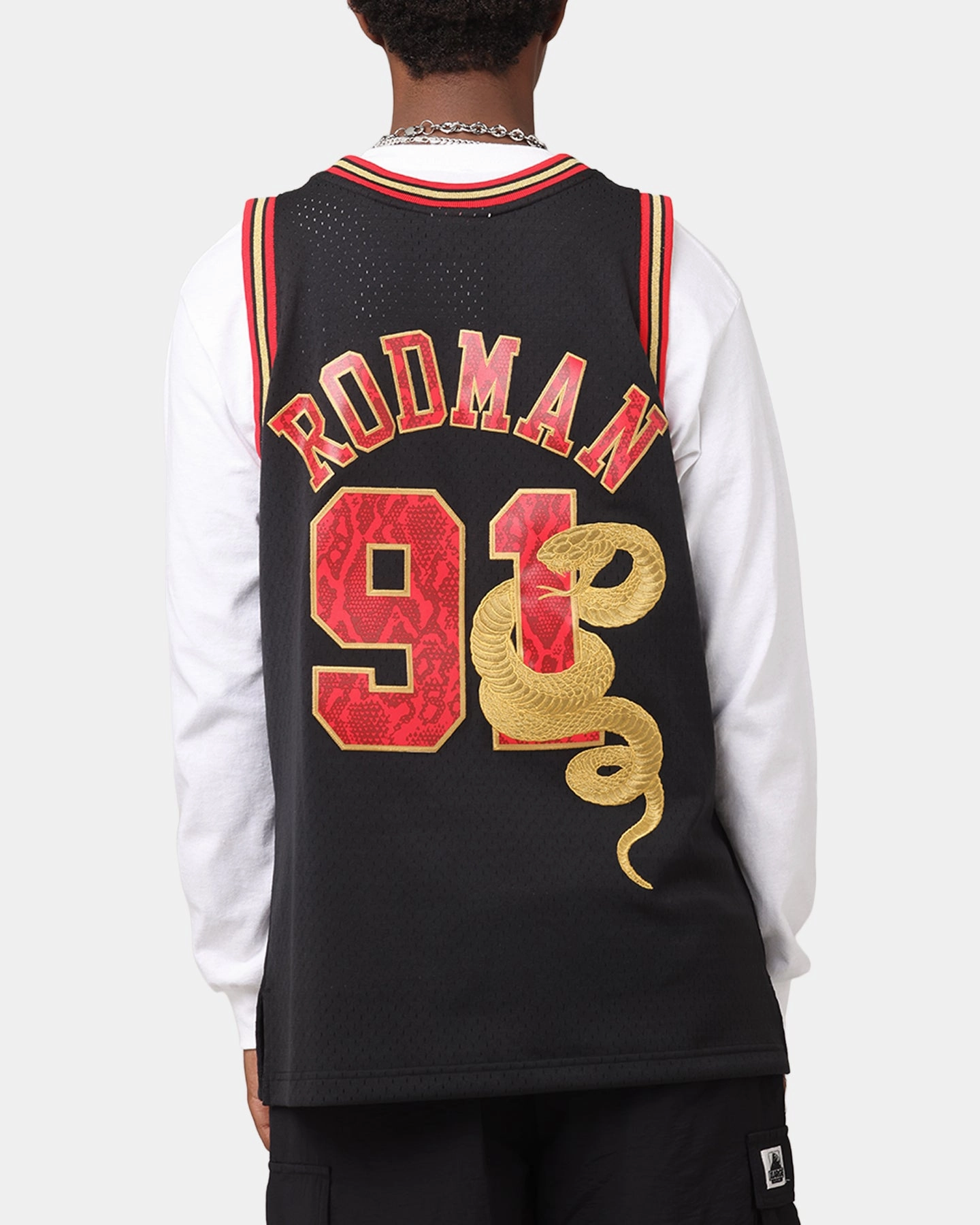 Mitchell & Ness Chicago Bulls Dennis Rodman 1997 Swingman Jersey Black/Gold Lightweight Lining Athletic Collar Style