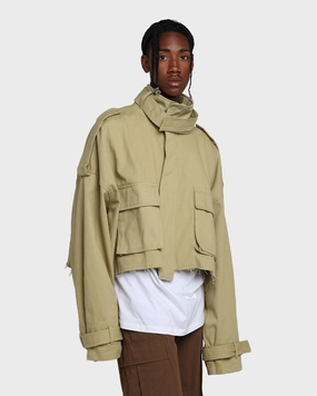 MNML Cropped M65 Jacket Khaki SnapFasteners