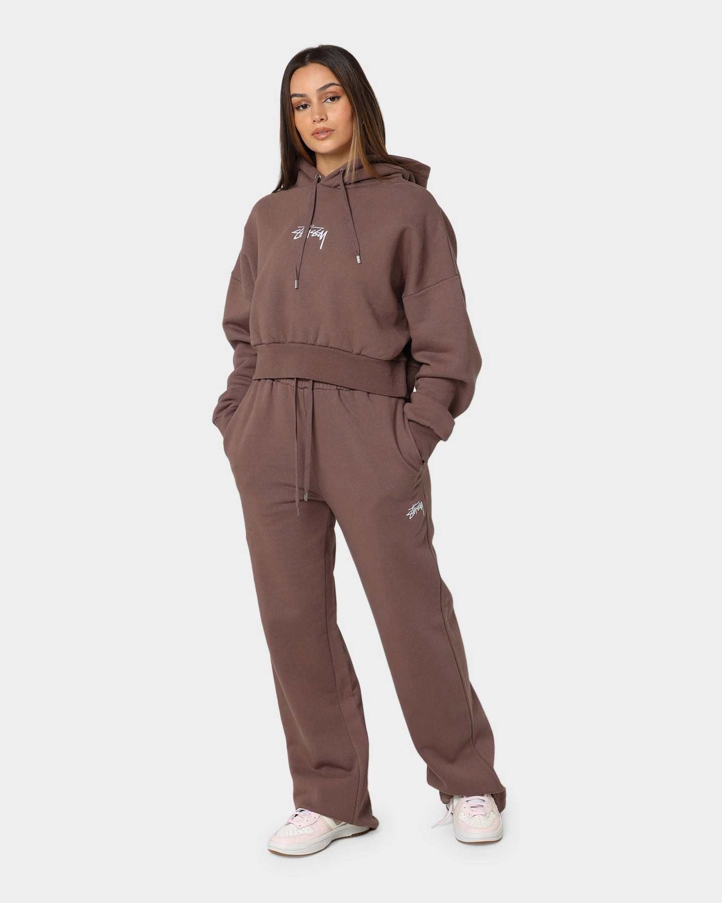 Stussy Women's Stock Hoodie Brown Rain Comfort Commute