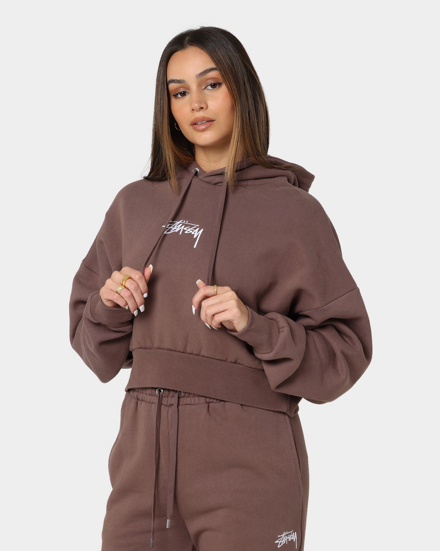 Stussy Women's Stock Hoodie Brown motorcycle Trail Friendly