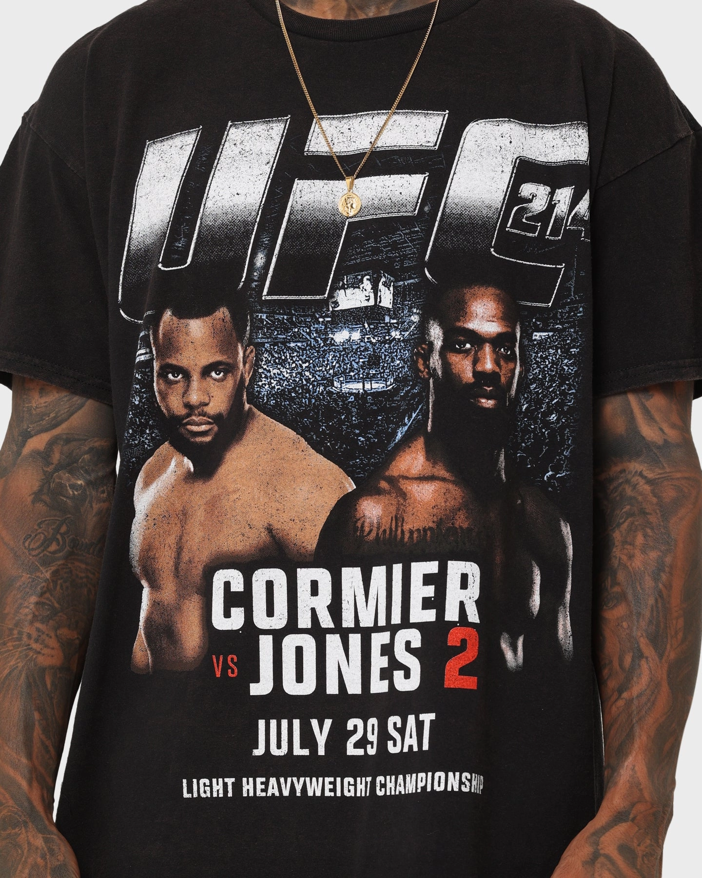 UFC By Goat Crew 214 Card Vintage T-Shirt Black Wash Athletic Comfort Wear