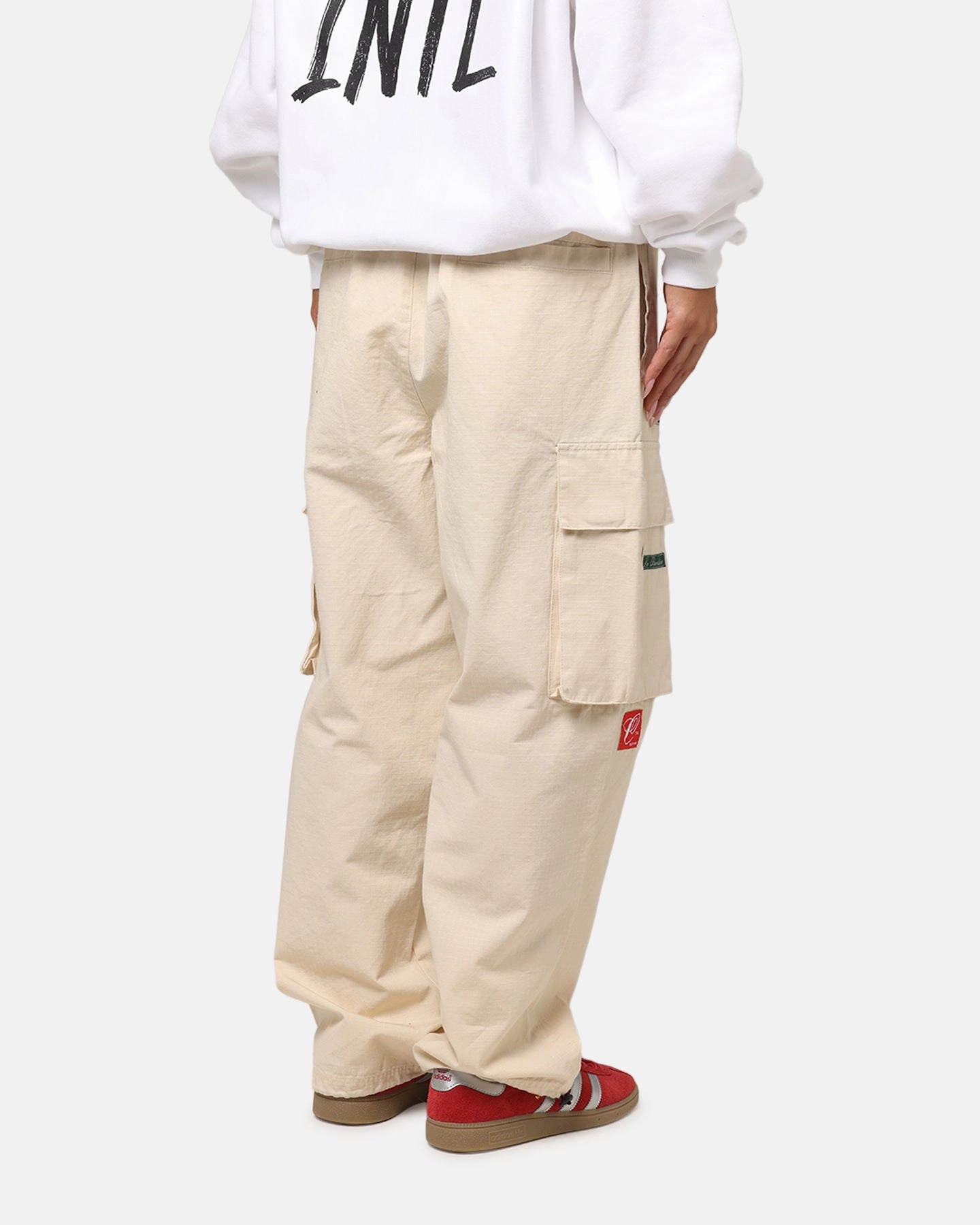 Abrasion Proof Reinforcements Carre Patchwork Cargo Jogger Cream